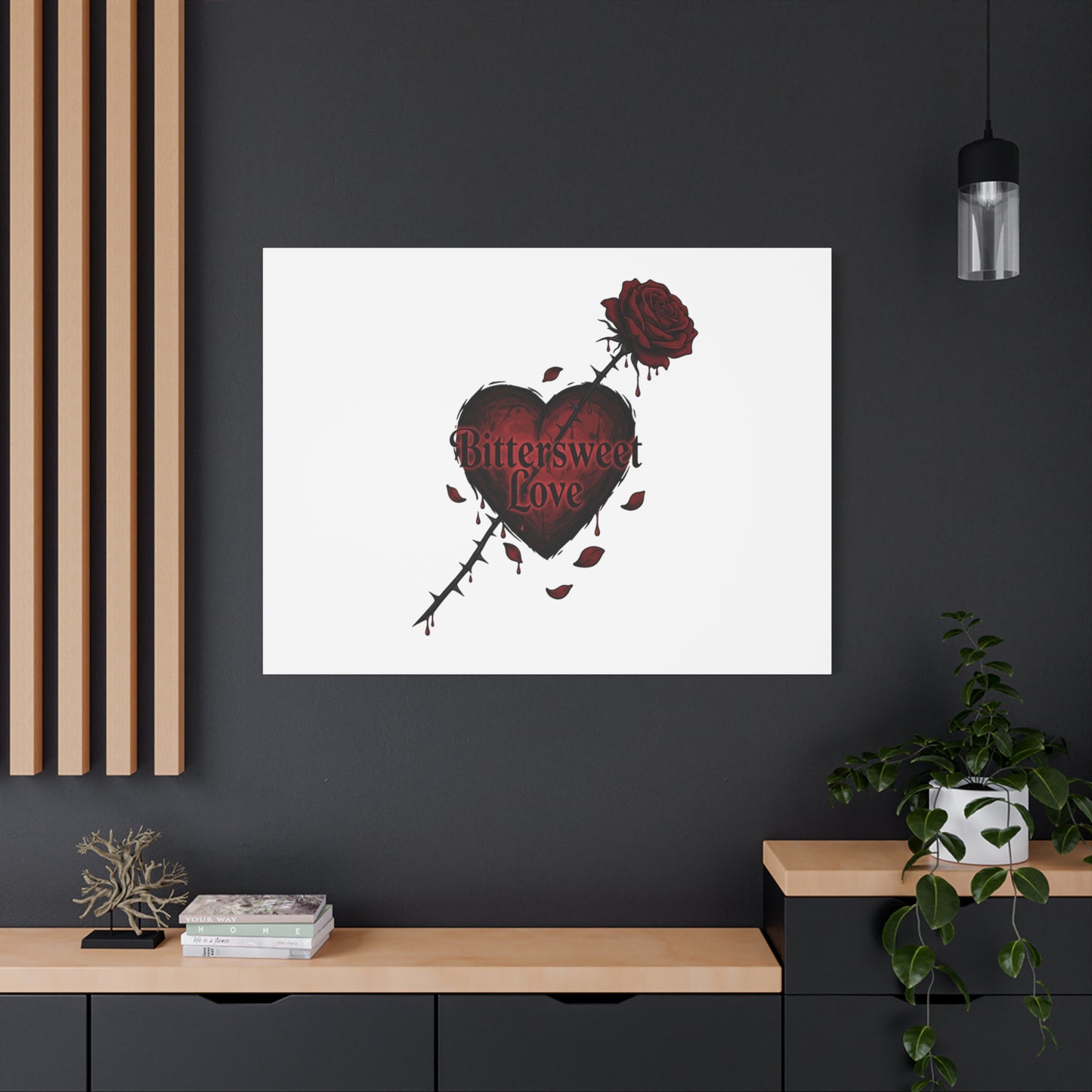 Bittersweet Love heart & thorn rose Canvas | Goth Valentine, Dark Romance Art Print