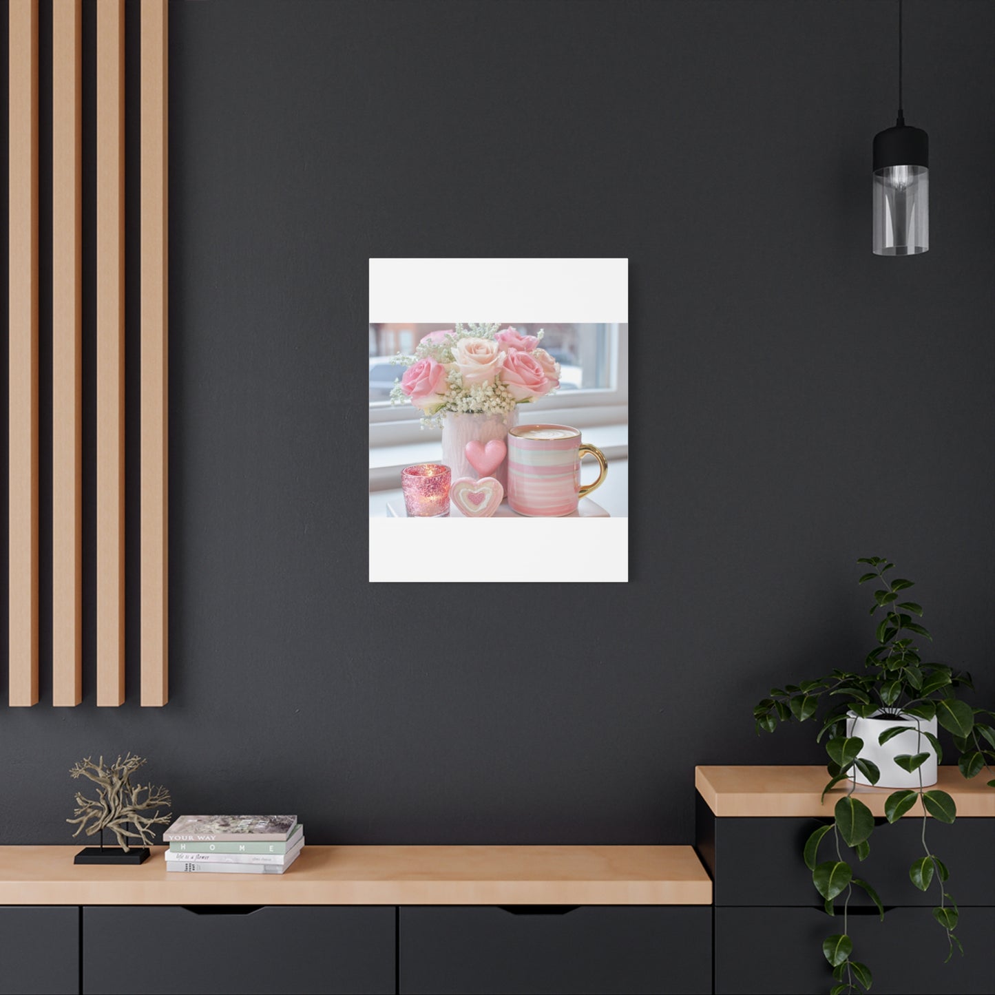 Pink Rose Bouquet with Mug Canvas