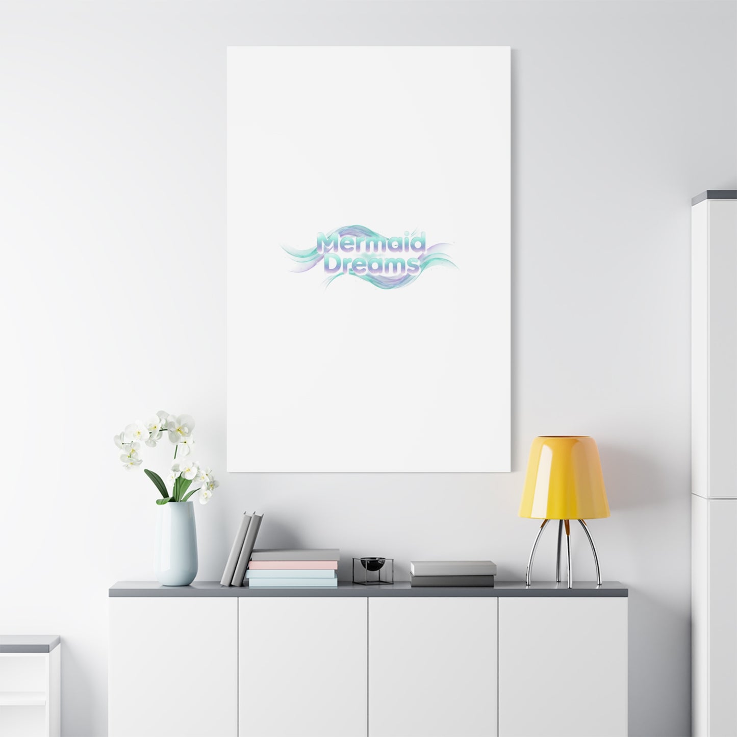 Mermaid Dreams Matte Canvas | iridescent text, pearly word accent