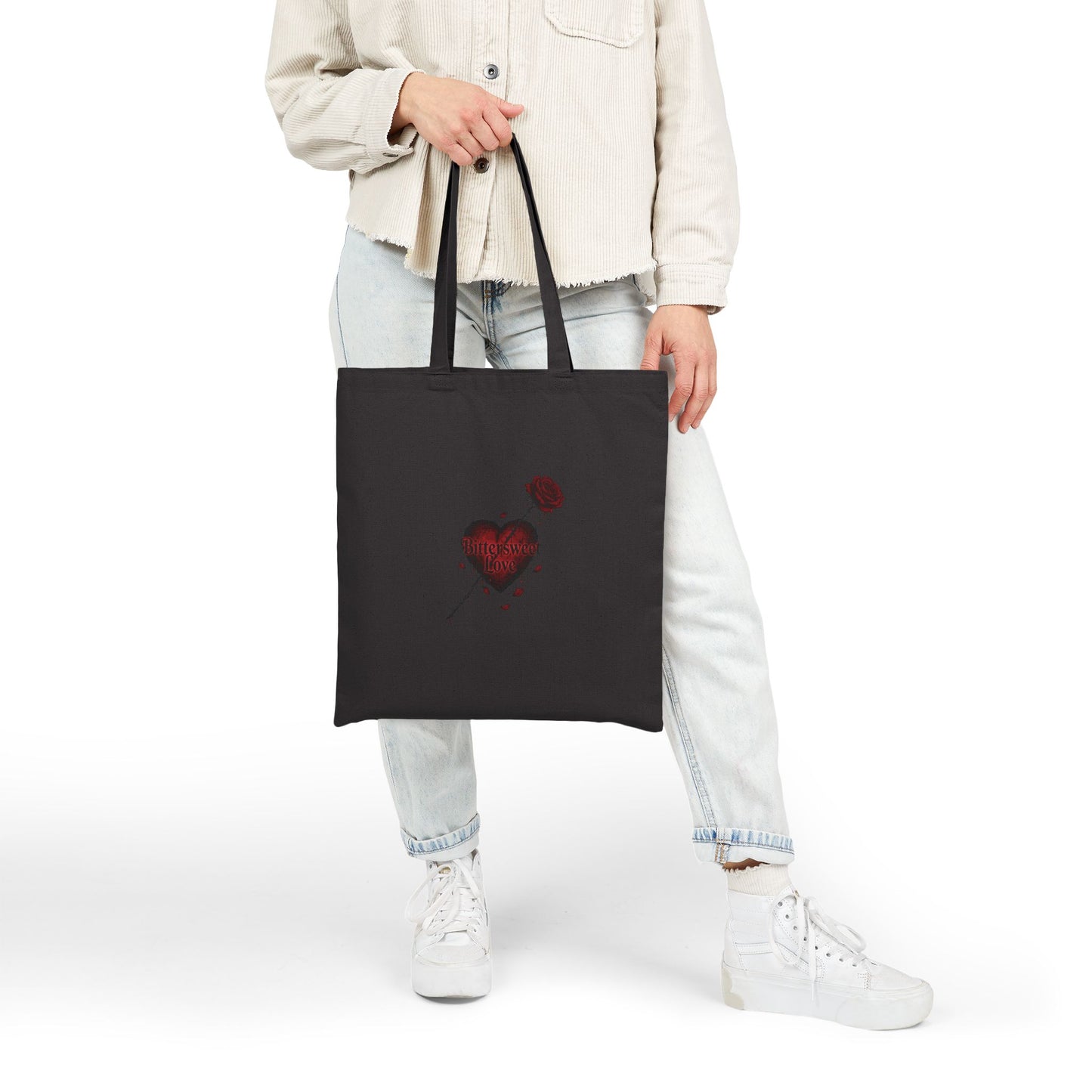Bleeding Heart Tote Bag | goth valentine, dark romance black rose