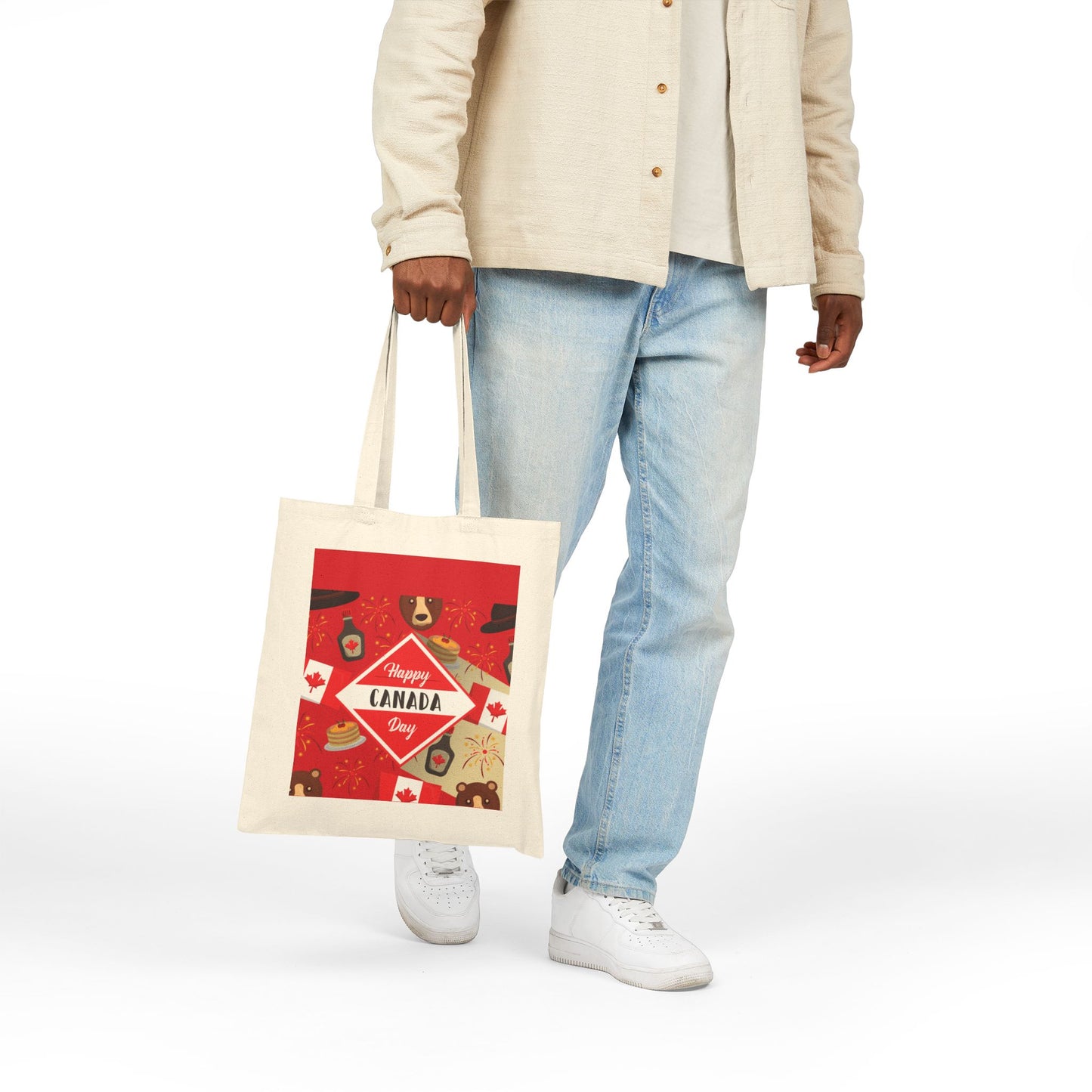 Canada Day Cotton Tote Bag — Happy Canada Day Patriotic Maple Leaf Design