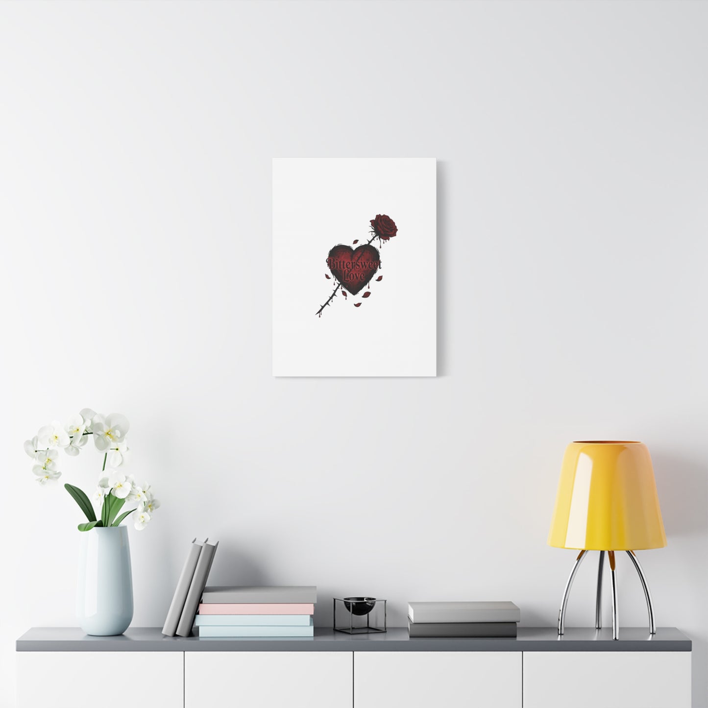 Bittersweet Love heart & thorn rose Canvas | Goth Valentine, Dark Romance Art Print