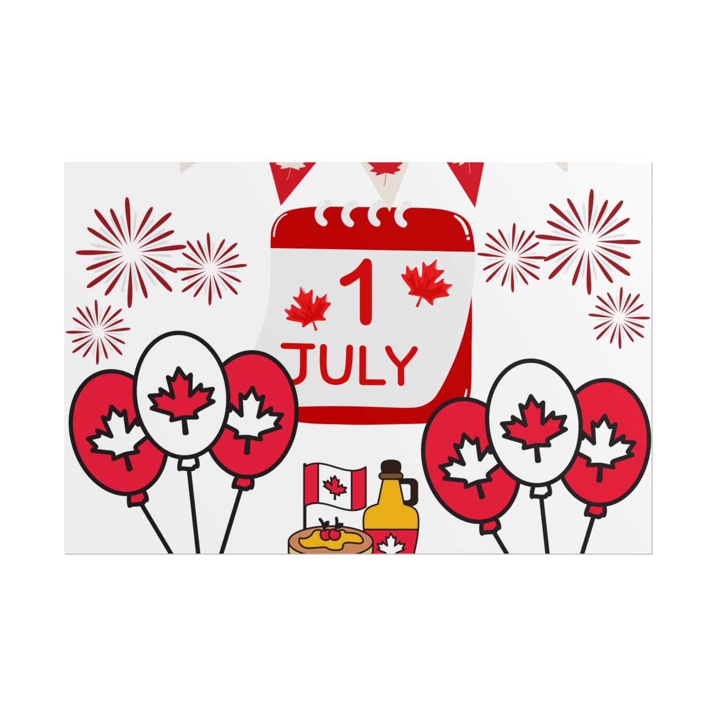 Canada Day 1 July Poster – Red Maple Leaf Celebration Print
