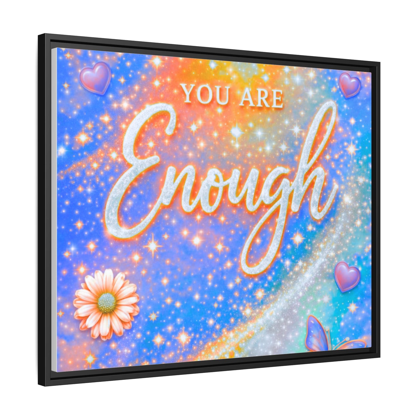You Are Enough Framed Canvas Print — Inspirational Wall Art (Multicolor)