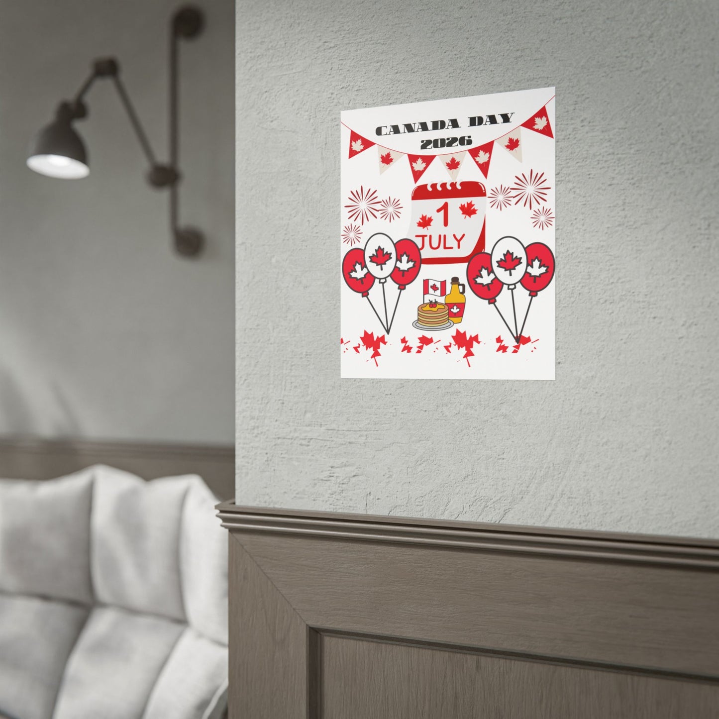 Canada Day 1 July Poster – Red Maple Leaf Celebration Print