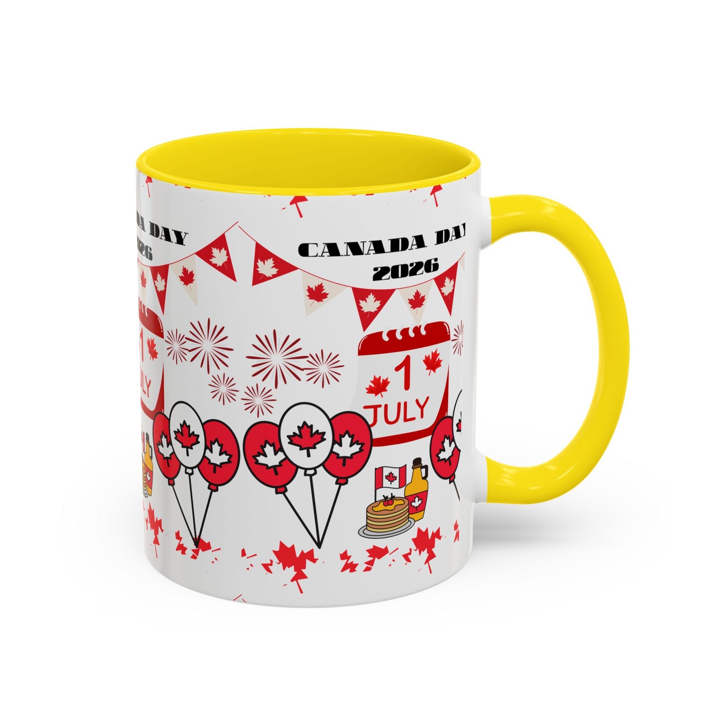 Canada Day Coffee Mug - 1 July 2026 Red Maple Balloon Accent Mug