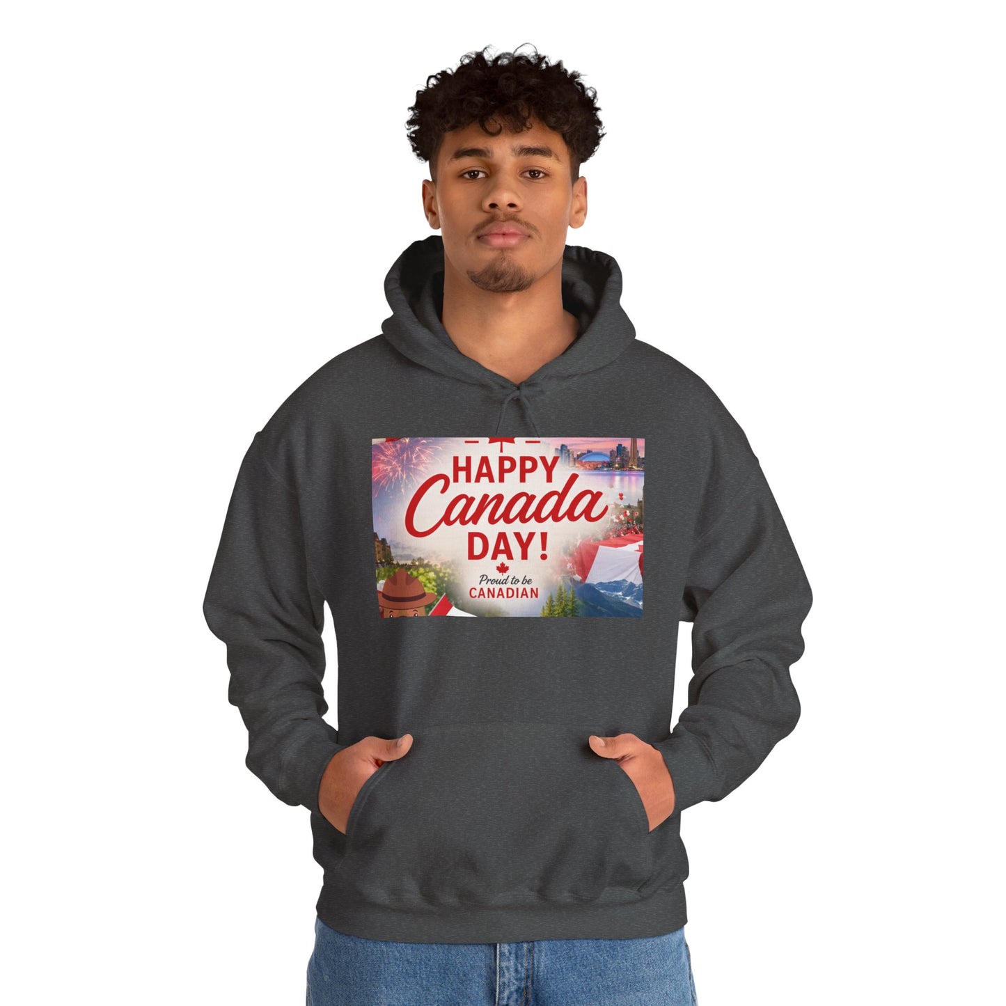 Canada Day Hoodie — "Happy Canada Day! Proud Canadian" Celebration Sweatshirt