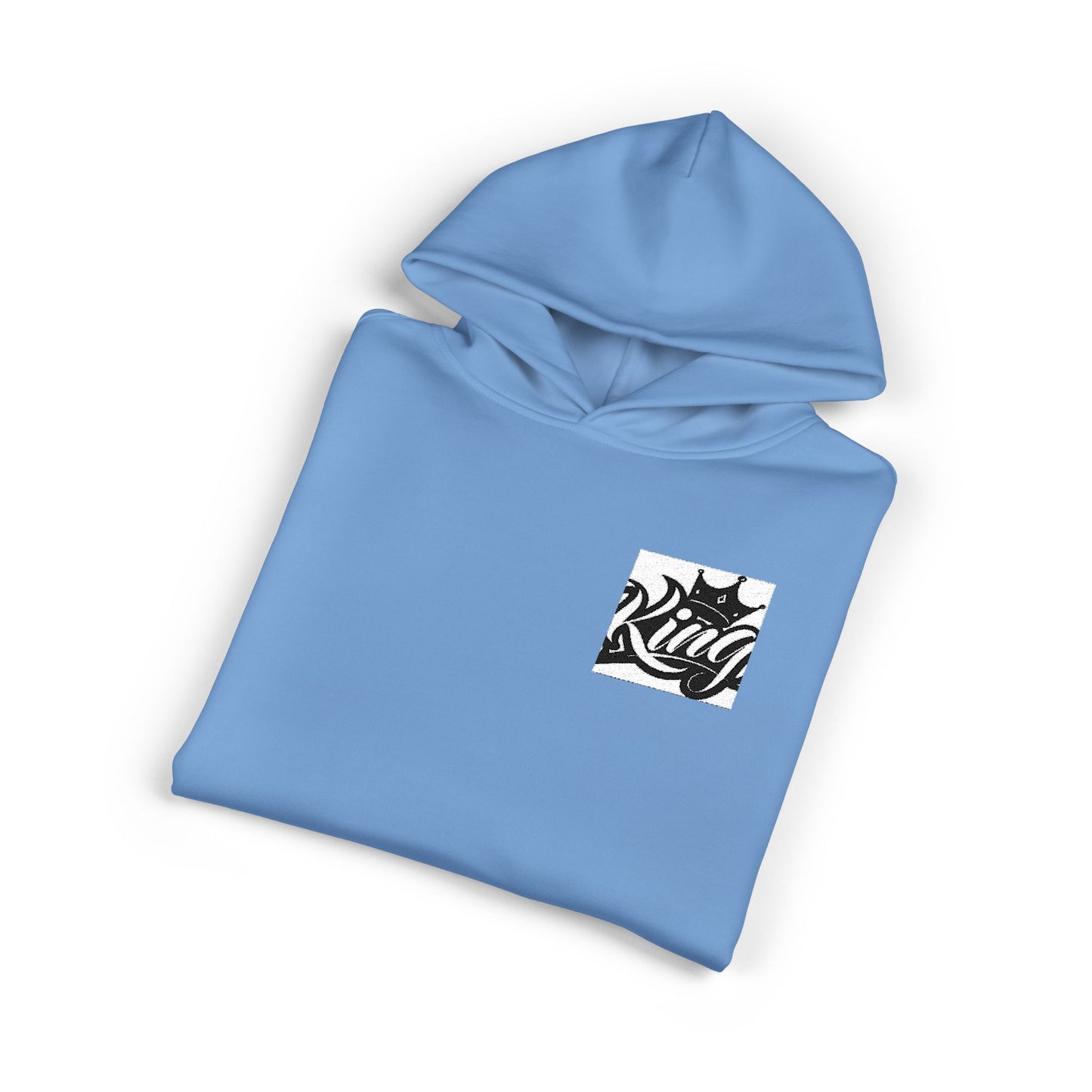 Relaxed Hoodie — Minimal Black Crown Chest Logo Hooded Sweatshirt