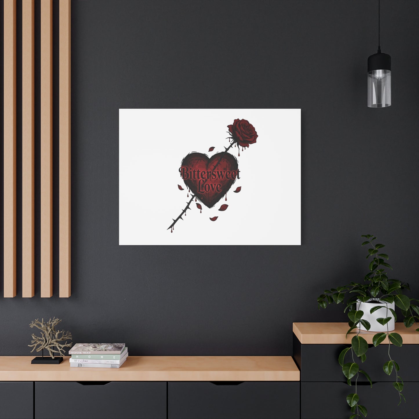 Bittersweet Love heart & thorn rose Canvas | Goth Valentine, Dark Romance Art Print