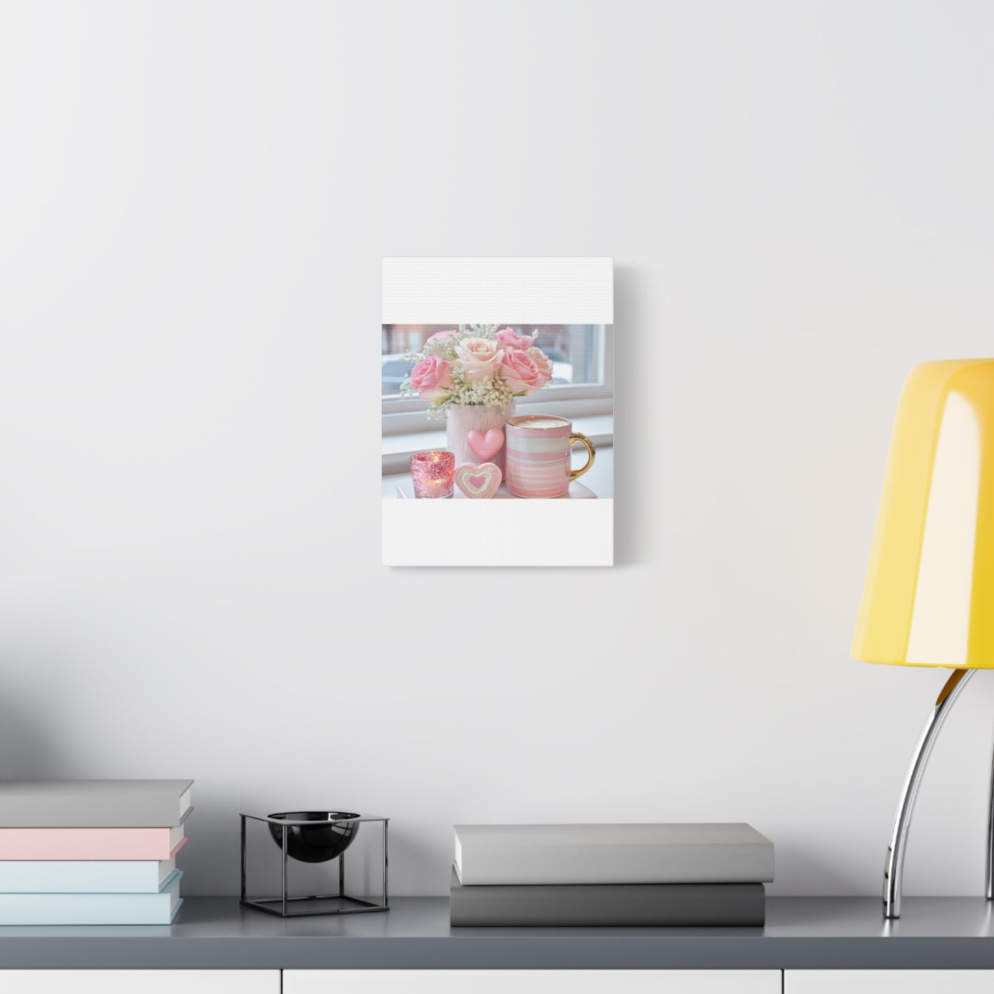 Pink Rose Bouquet with Mug Canvas
