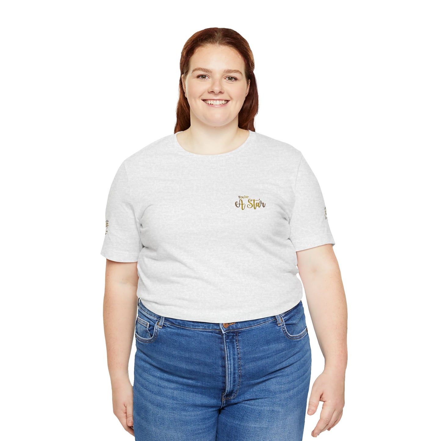White Bee Graphic Tee — Small Chest & Sleeve Floral Bee Design