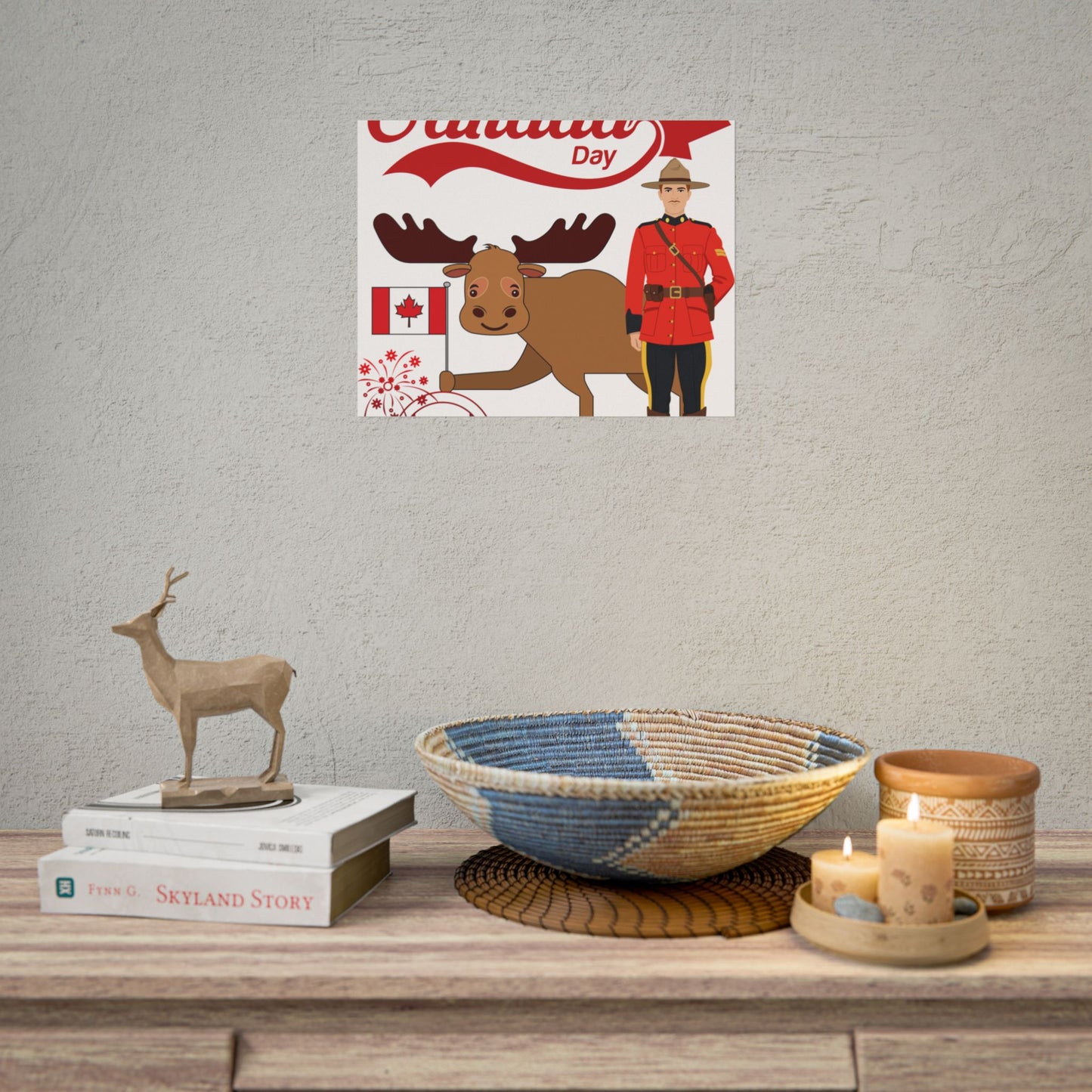 Canada Day Poster - Happy Canada Day Moose & Mountie Rolled Poster