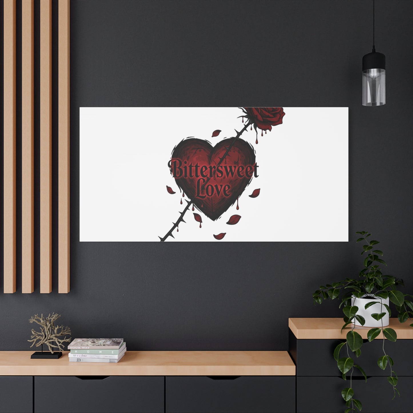 Bittersweet Love heart & thorn rose Canvas | Goth Valentine, Dark Romance Art Print
