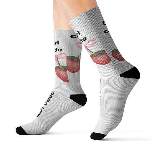Girl Code Strawberry Crew Socks | Sublimation Socks