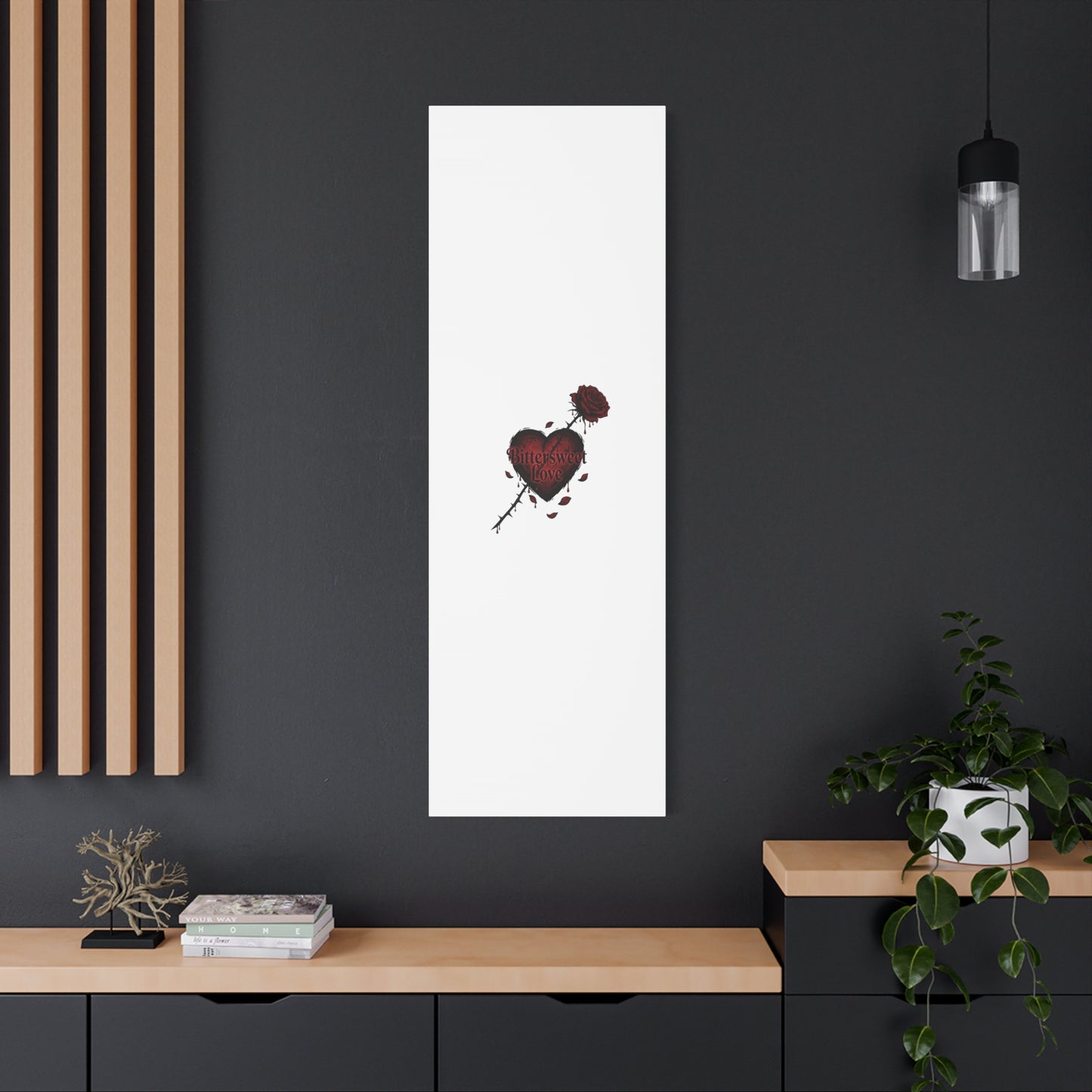 Bittersweet Love heart & thorn rose Canvas | Goth Valentine, Dark Romance Art Print