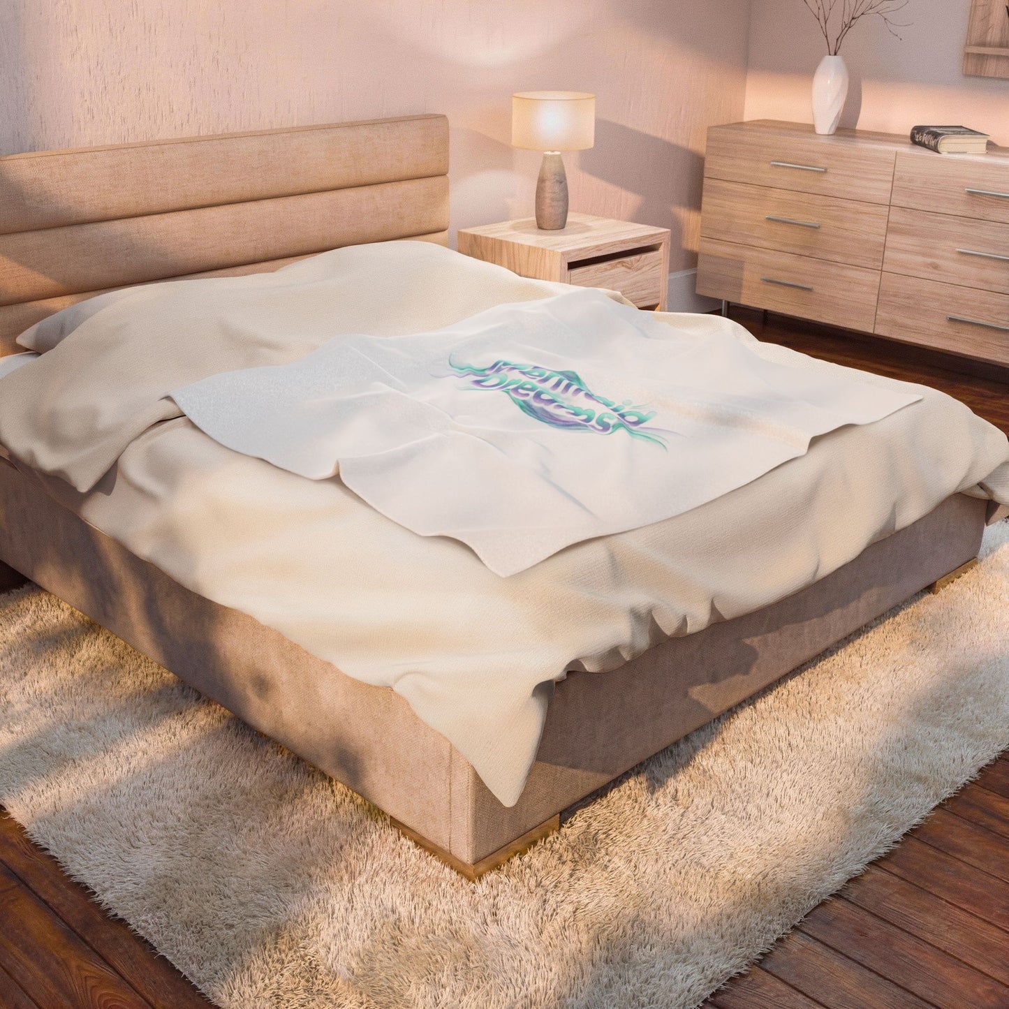 Mermaid Dreams Blanket | iridescent text, pearly word accent