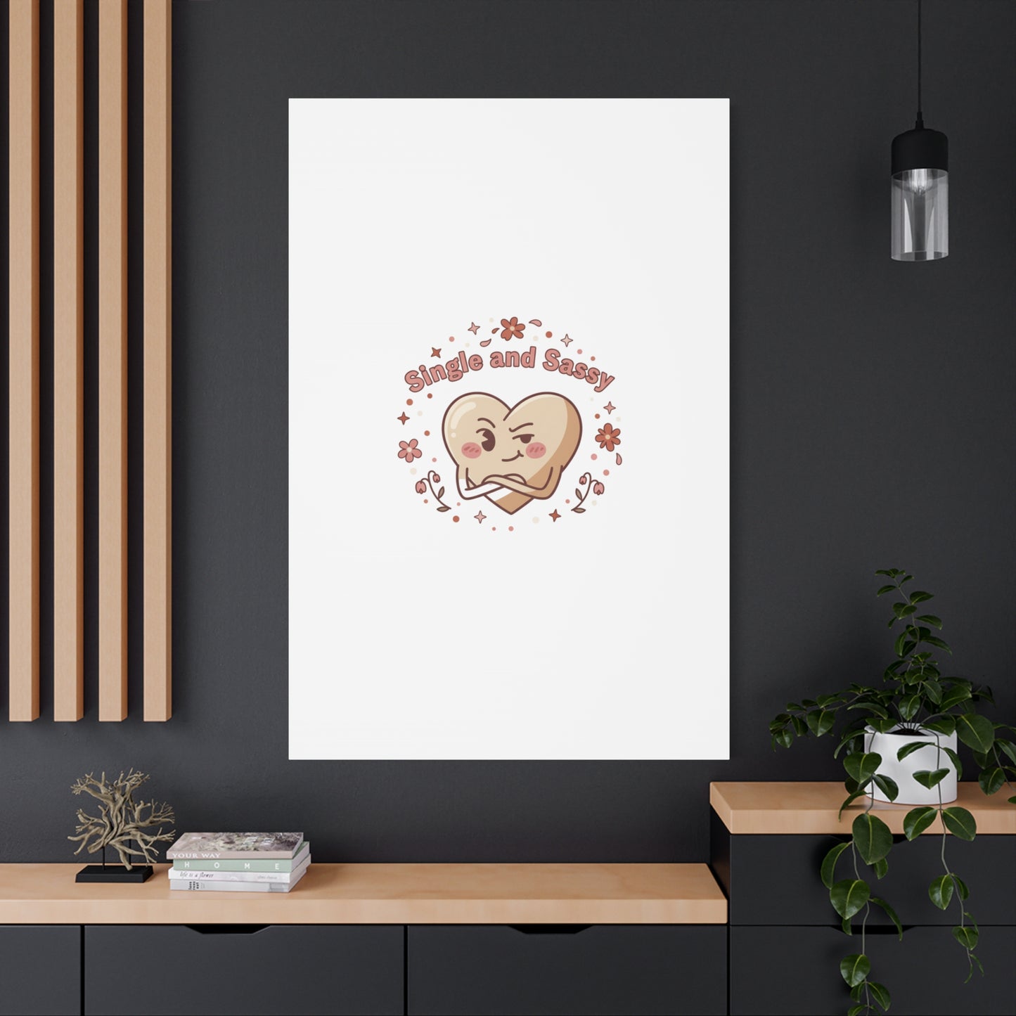 Single and Sassy Heart Canvas | Anti‑Valentine, Pastel Cynic Wall Art