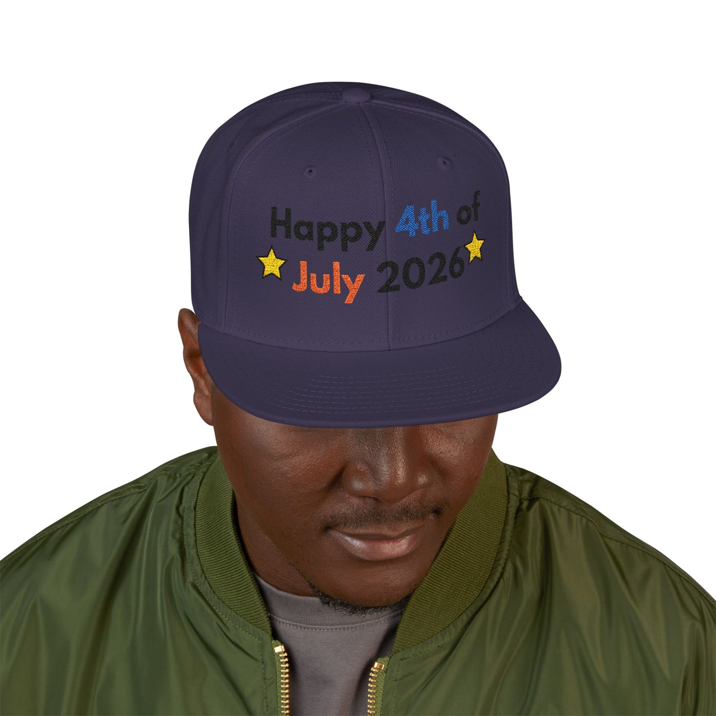 Happy 4th of July 2026 Embroidered Snapback Hat