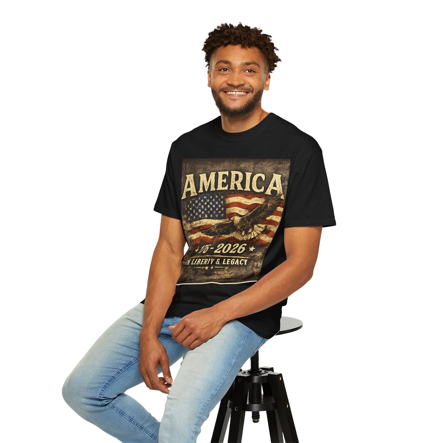 America 1776-2026 Vintage Flag Eagle T-shirt