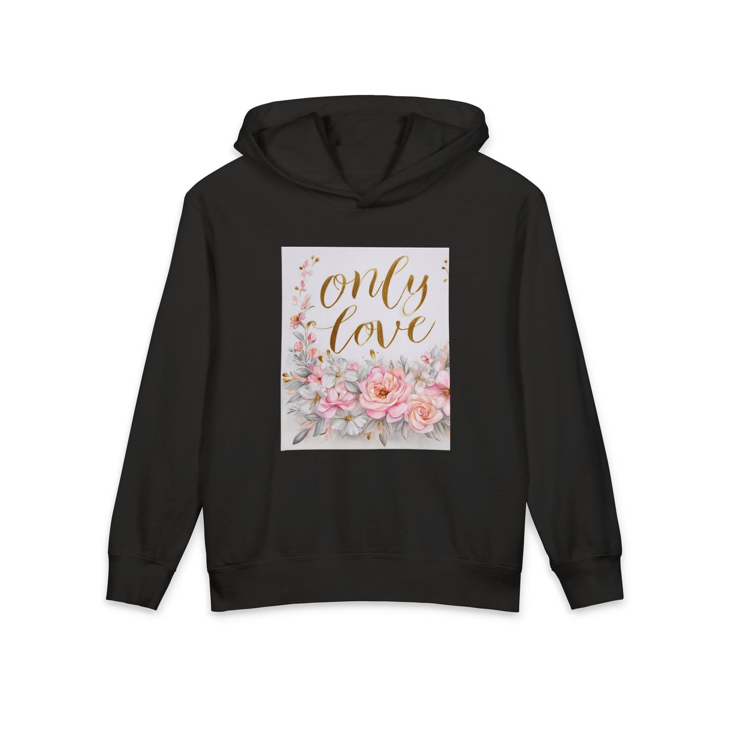Youth Hoodie - "Only Love" Floral Graphic Lightweight Pullover