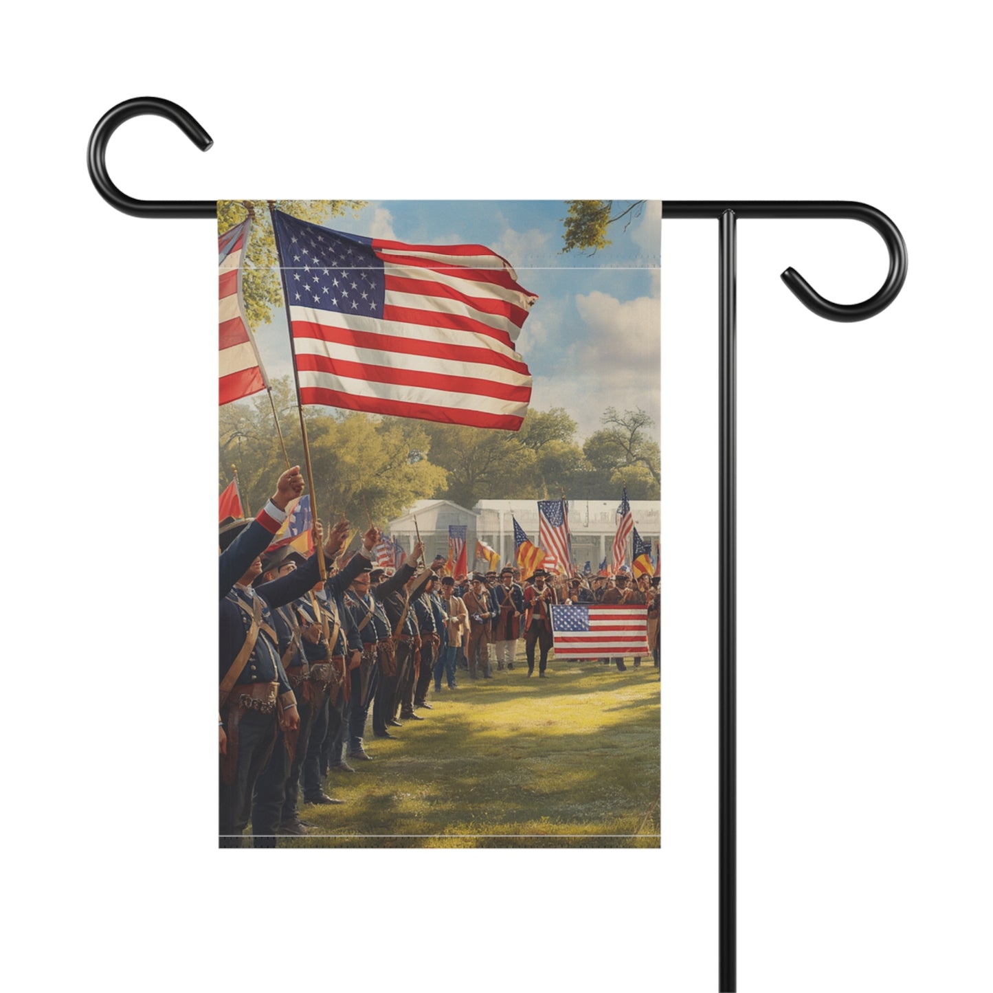 Civil War Soldiers with American Flag Garden Banner | Patriotic Memorial Decoration