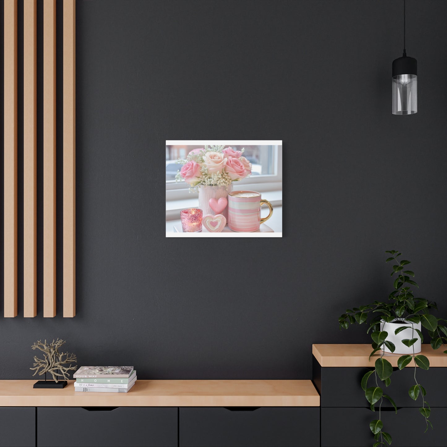 Pink Rose Bouquet with Mug Canvas