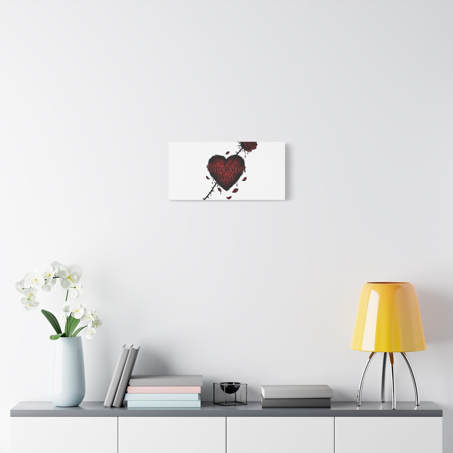 Bittersweet Love heart & thorn rose Canvas | Goth Valentine, Dark Romance Art Print