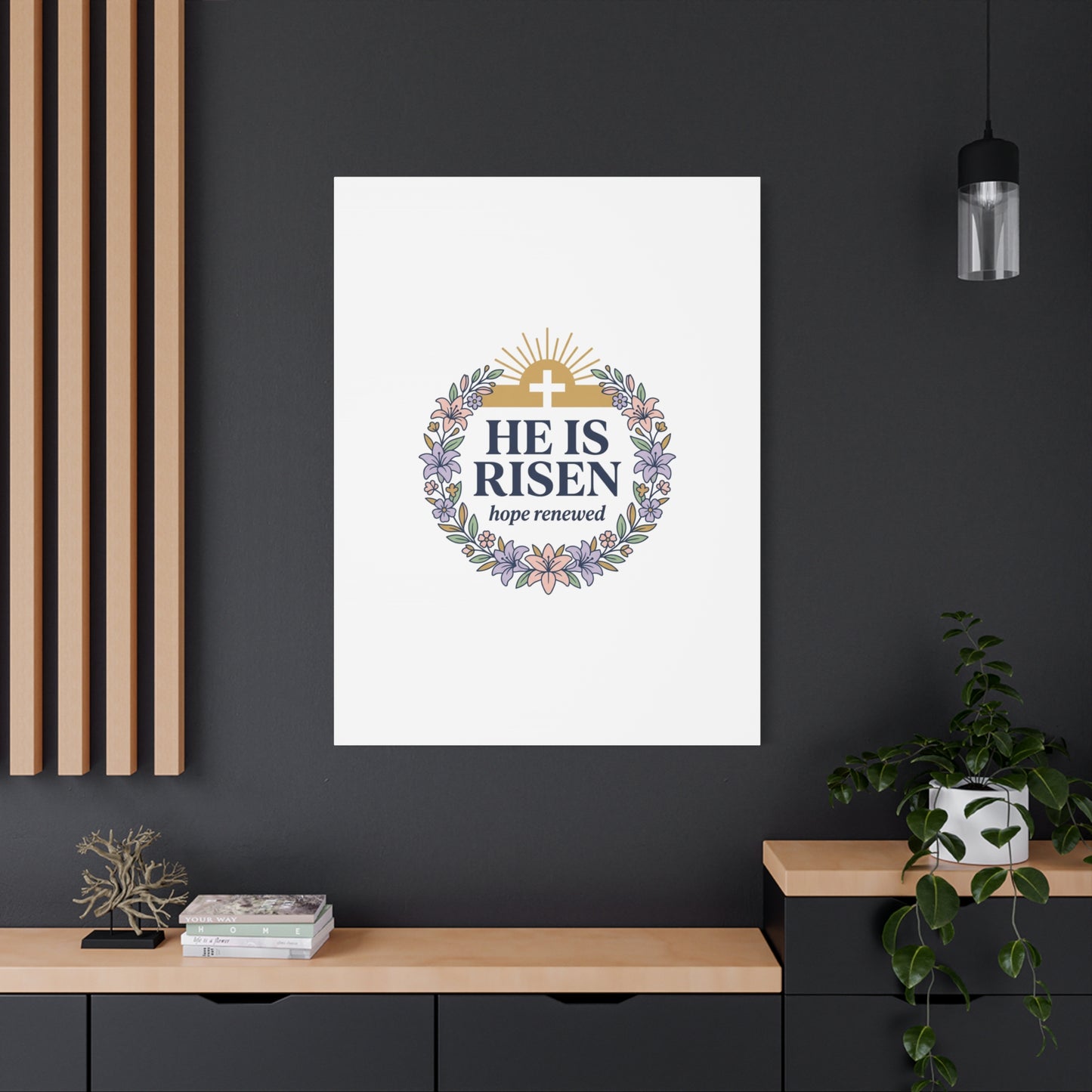 He Is Risen Canvas | Christian Easter Wall Art, Resurrection Scripture