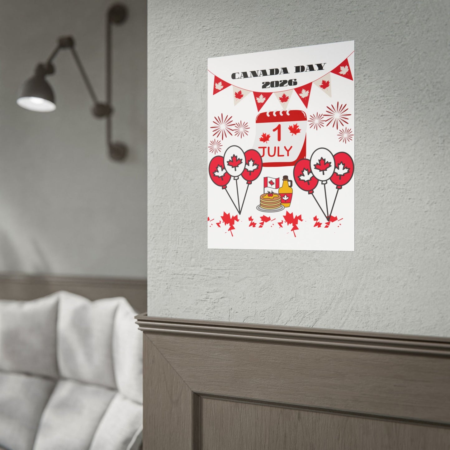 Canada Day 1 July Poster – Red Maple Leaf Celebration Print