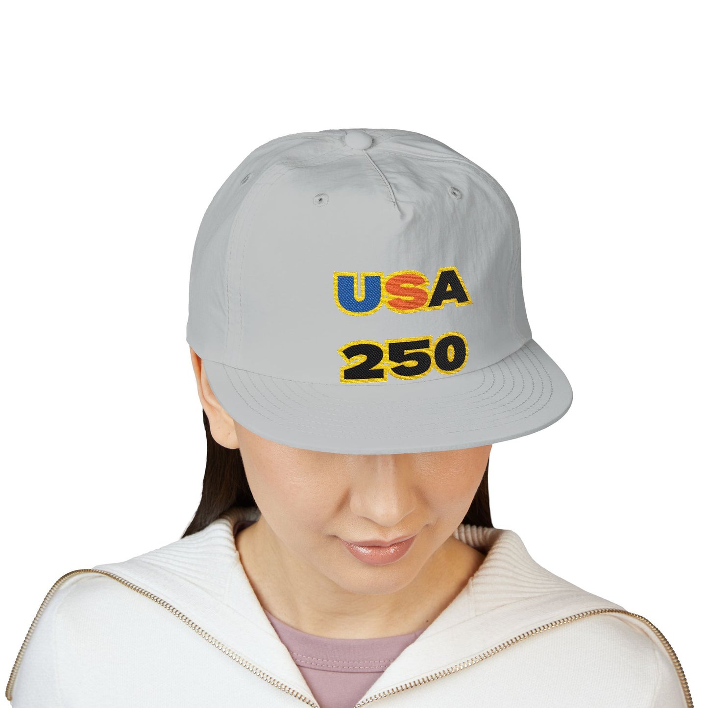 USA 250 Surf Cap | Embroidered Trucker Hat, White Snapback