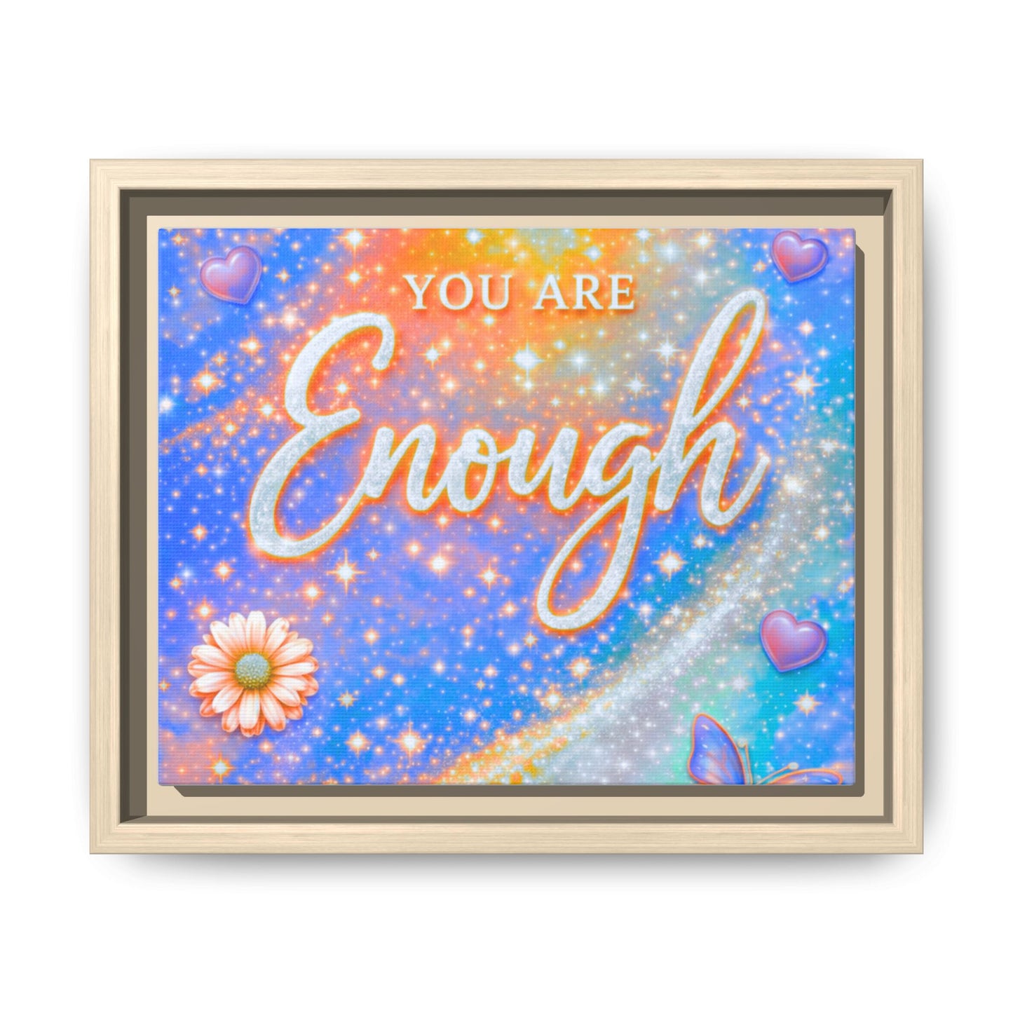 You Are Enough Framed Canvas Print — Inspirational Wall Art (Multicolor)