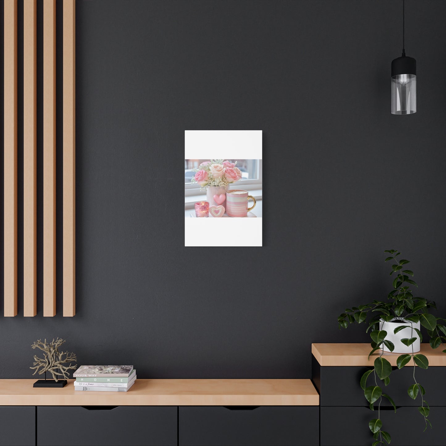 Pink Rose Bouquet with Mug Canvas