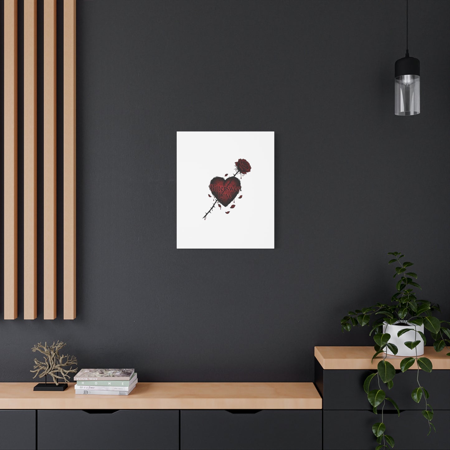 Bittersweet Love heart & thorn rose Canvas | Goth Valentine, Dark Romance Art Print