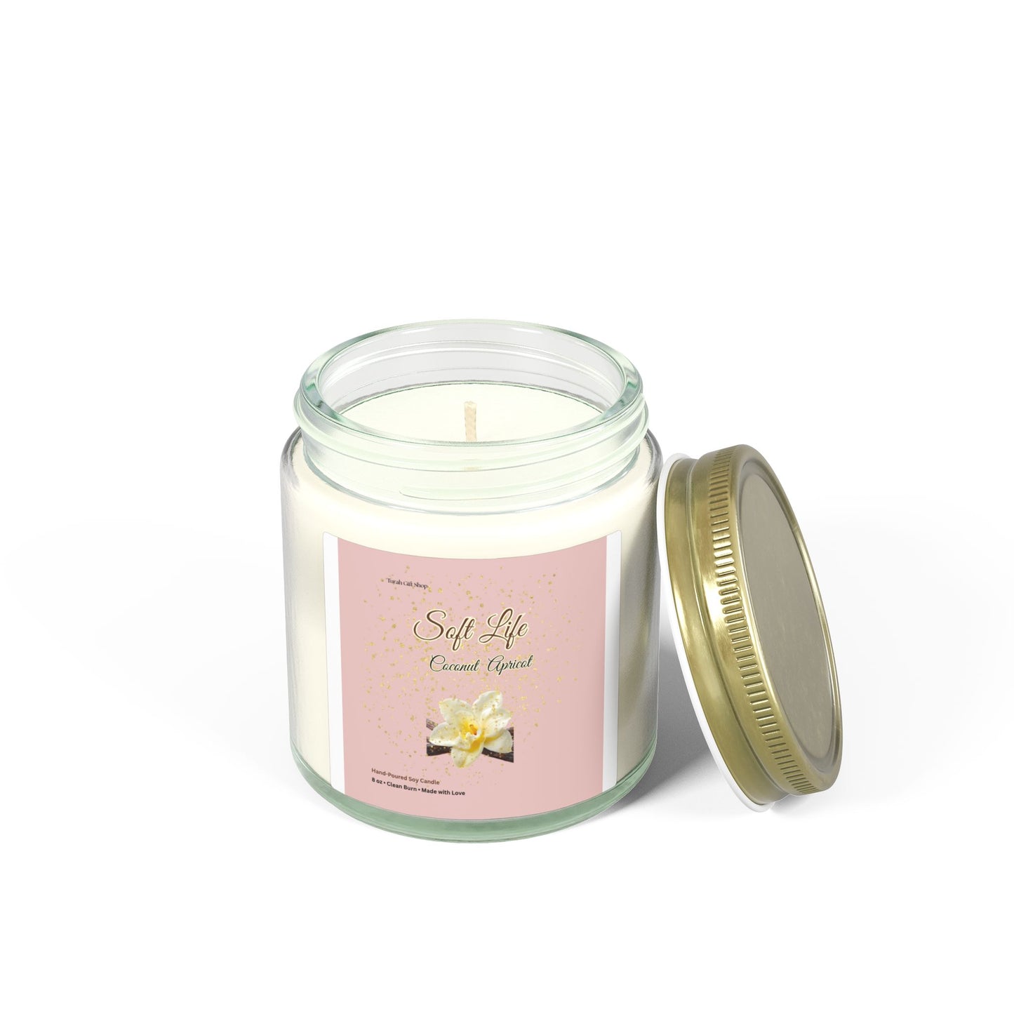 Coconut Apricot Scented Candle (4oz/9oz) - Tropical Vanilla Floral Soy Jar