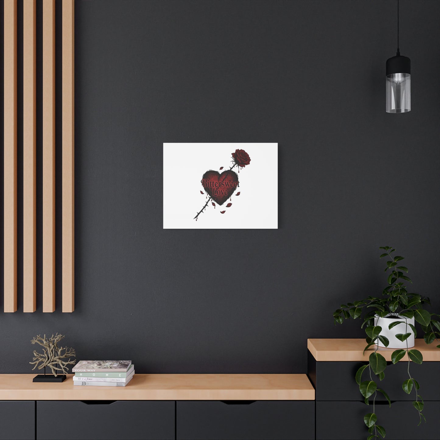 Bittersweet Love heart & thorn rose Canvas | Goth Valentine, Dark Romance Art Print