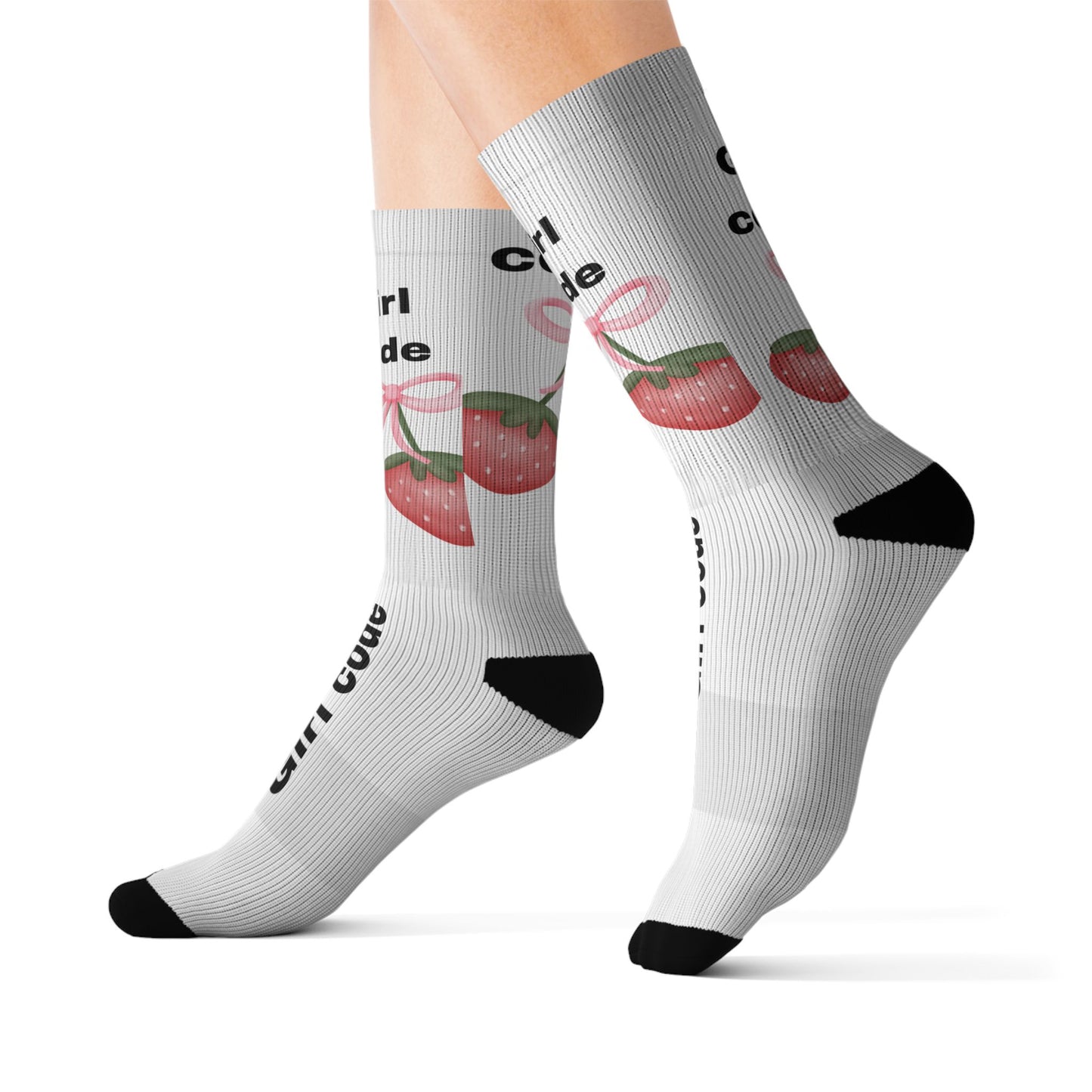 Girl Code Strawberry Crew Socks | Sublimation Socks