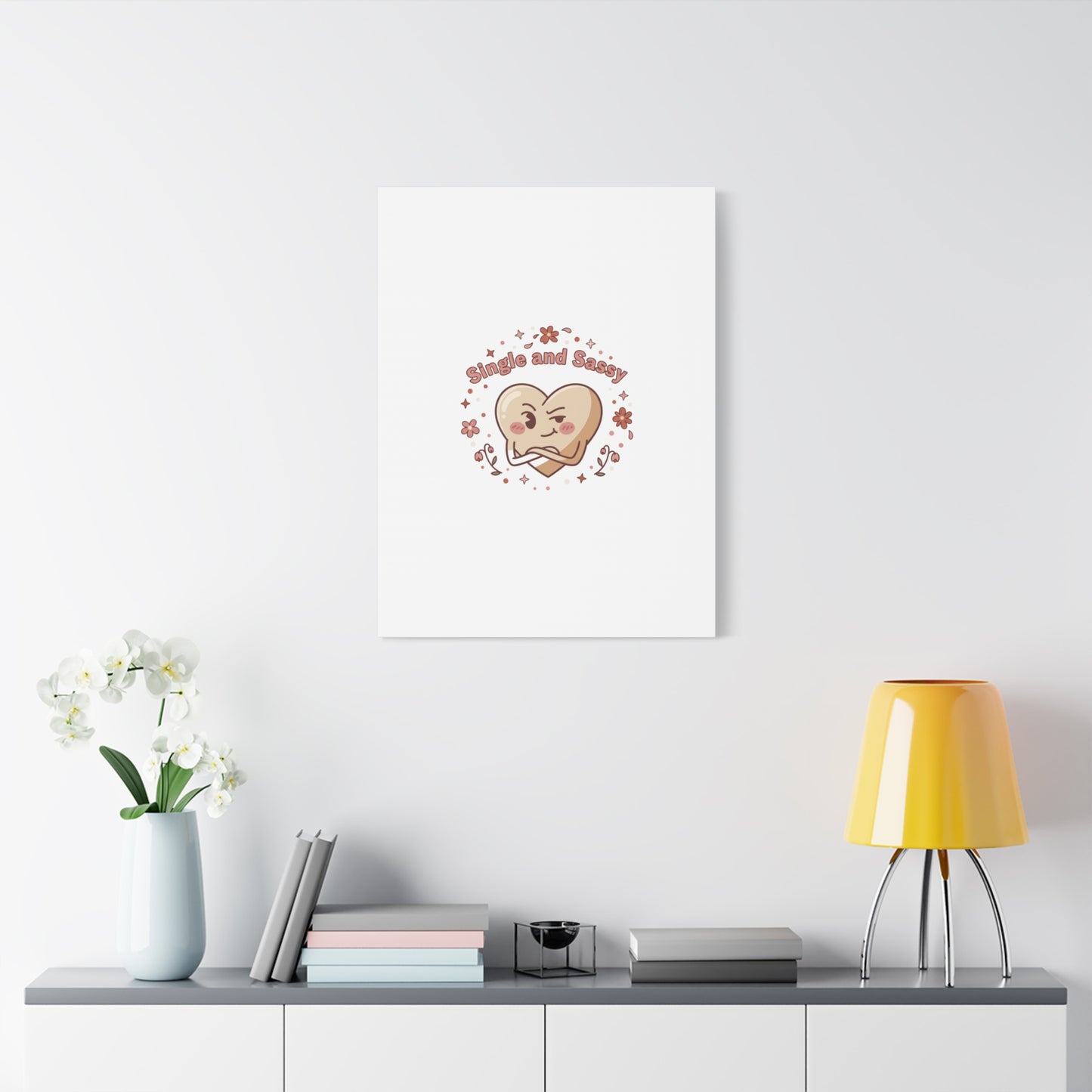 Single and Sassy Heart Canvas | Anti‑Valentine, Pastel Cynic Wall Art