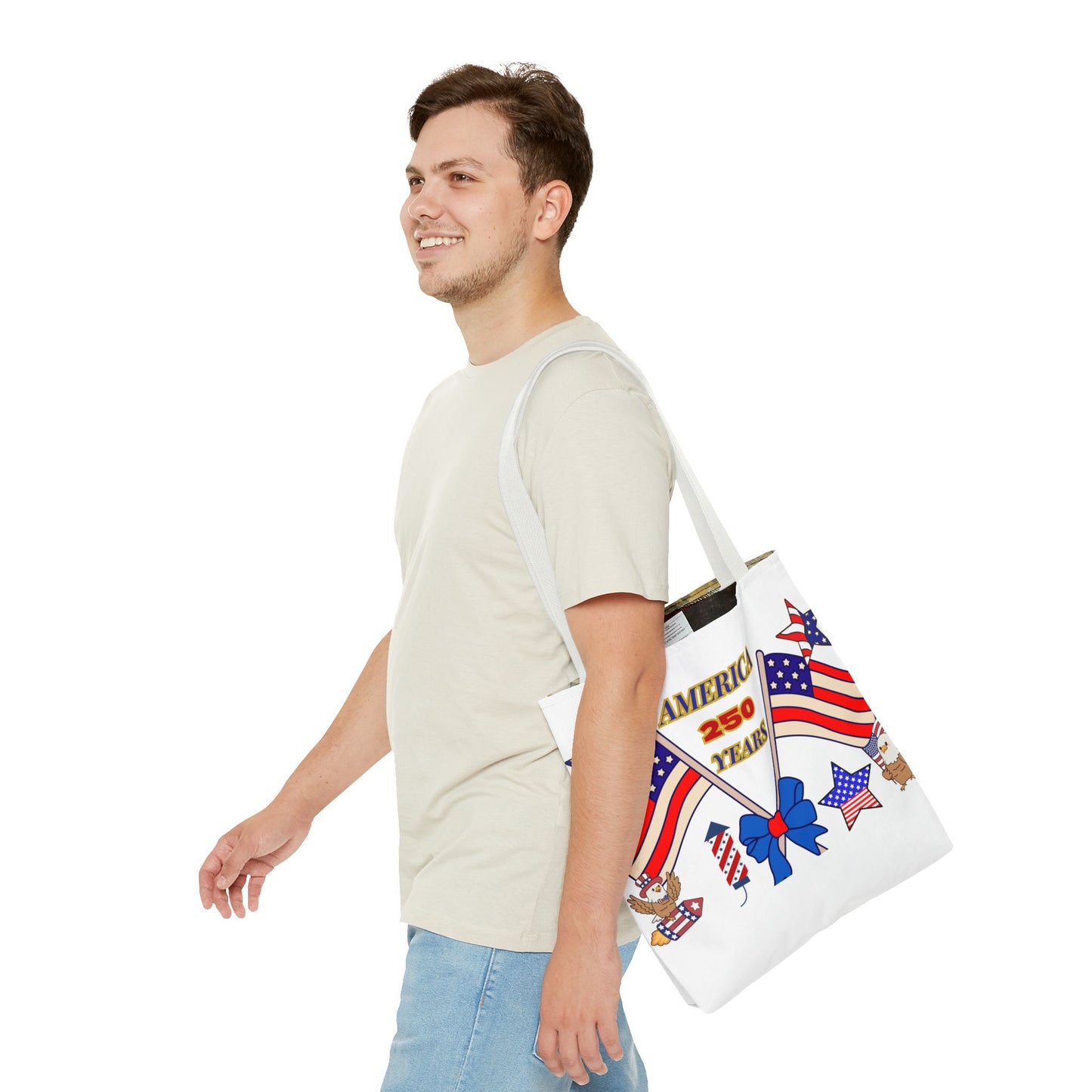 America 250 Years Flag Crossed Flags Patriotic Tote Bag | Independence Day