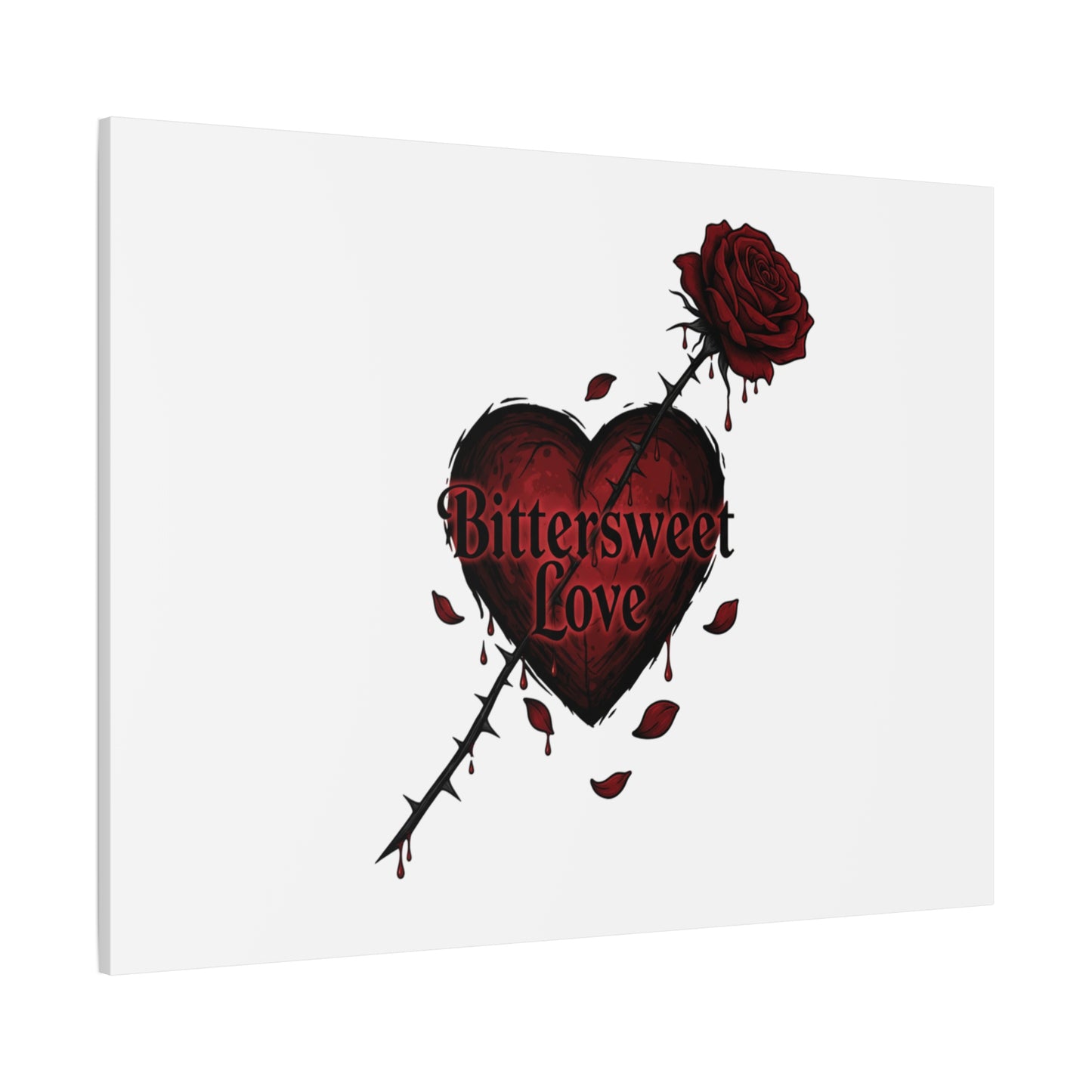 Bittersweet Love heart & thorn rose Canvas | Goth Valentine, Dark Romance Art Print