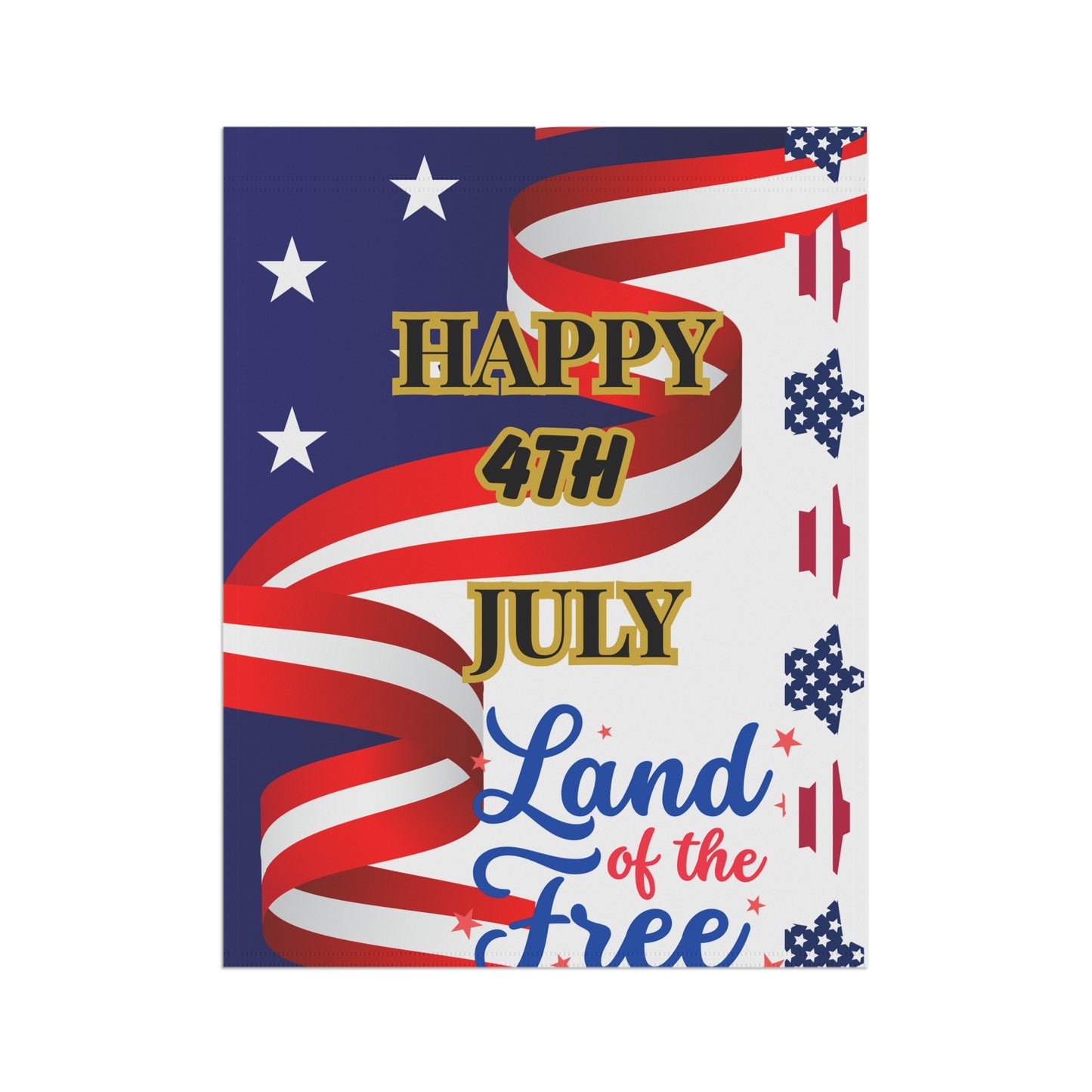 Happy 4th July Land of the Free Garden Banner | Patriotic House Flag