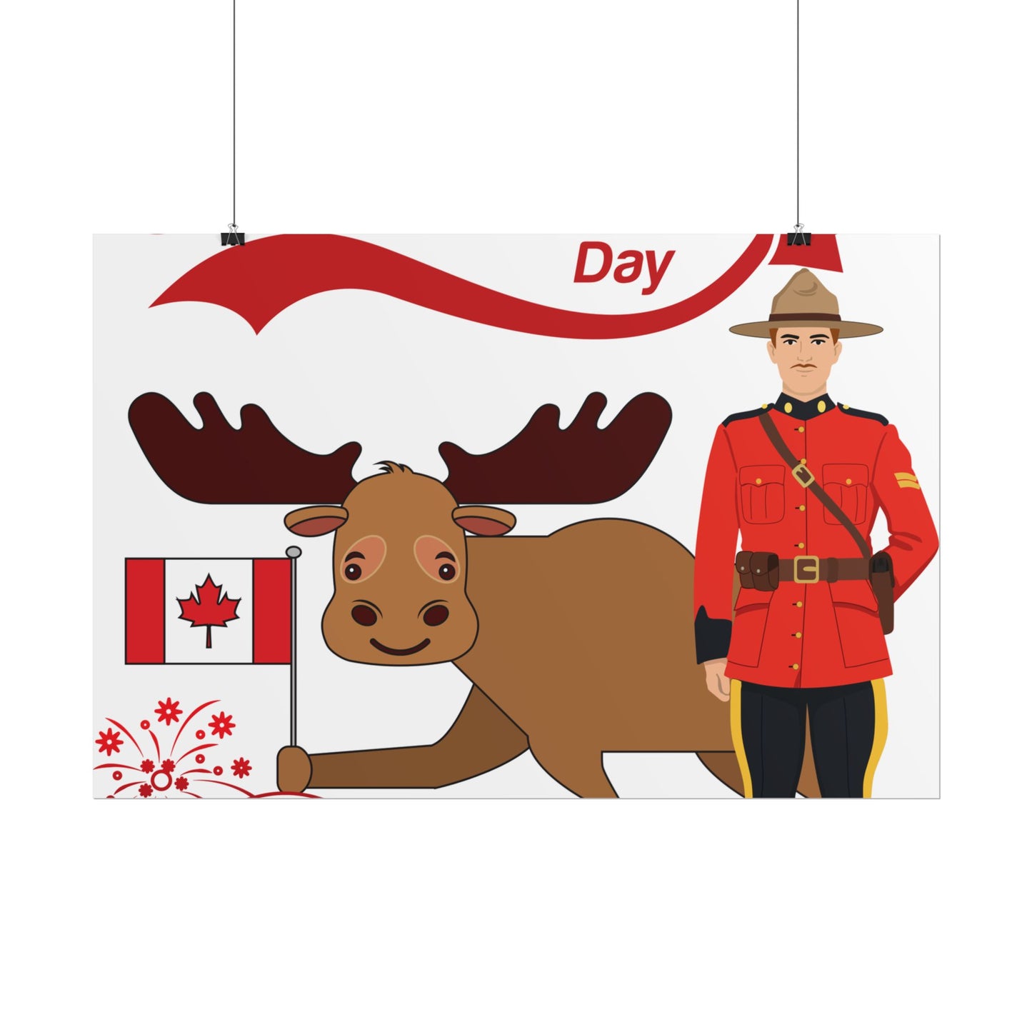 Canada Day Poster - Happy Canada Day Moose & Mountie Rolled Poster