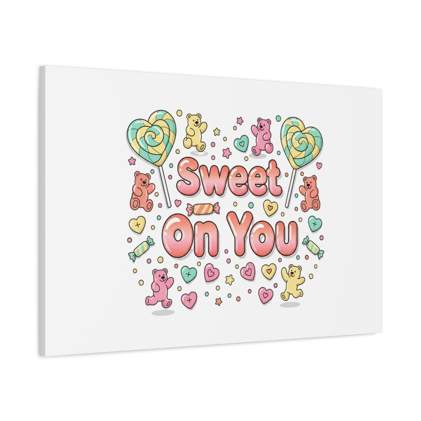 Sweet On You Canvas | Valentine Candycore heart candy pattern, pastel snackcore art