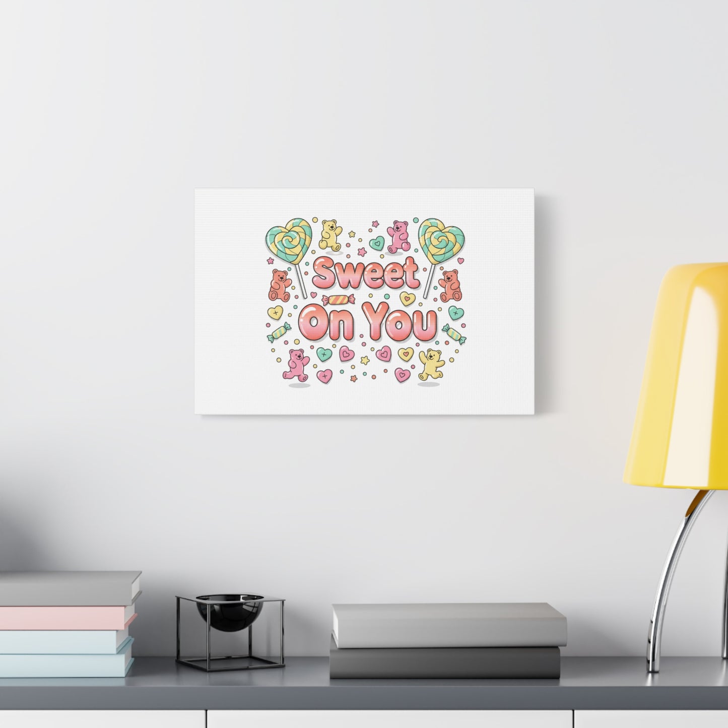 Sweet On You Canvas | Valentine Candycore heart candy pattern, pastel snackcore art