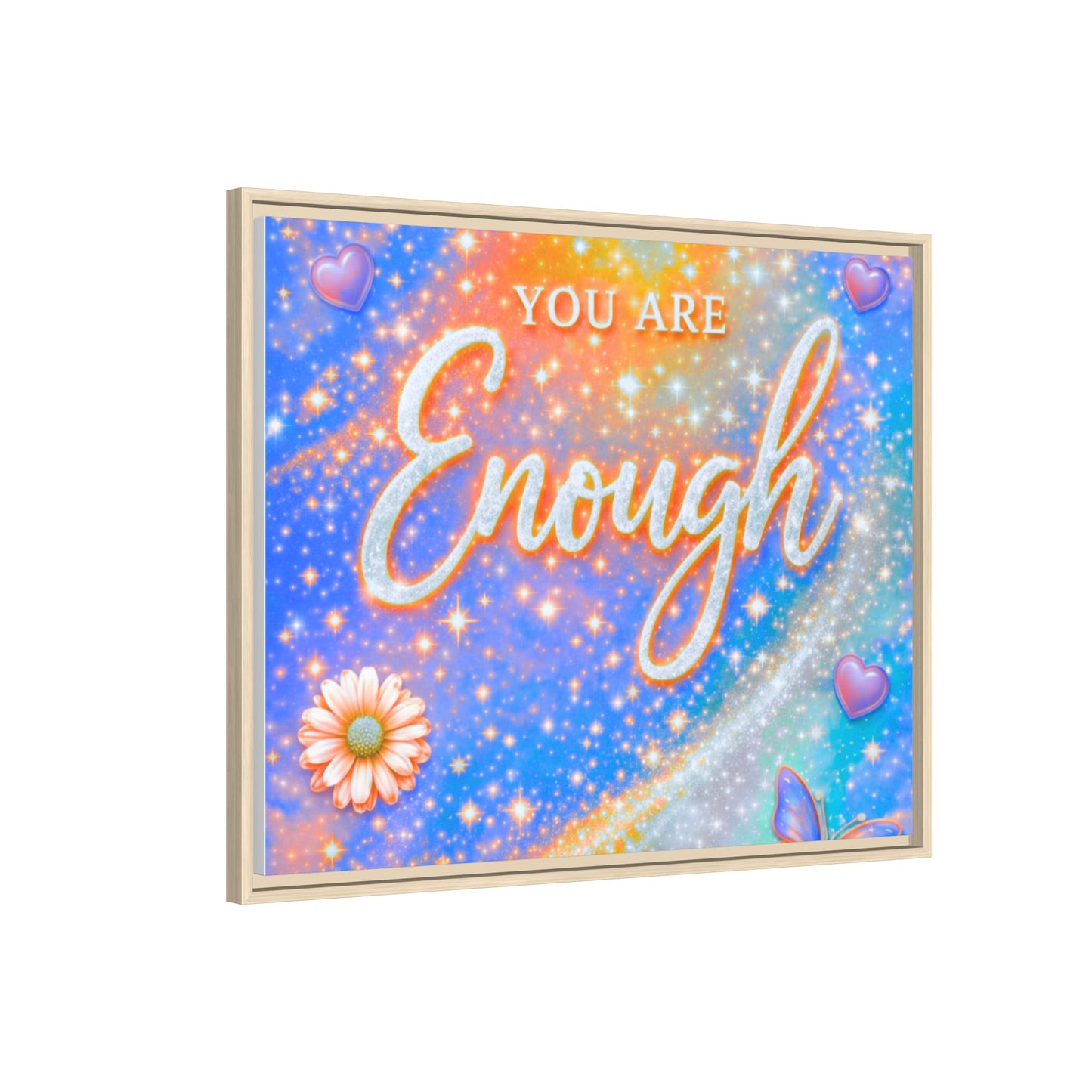 You Are Enough Framed Canvas Print — Inspirational Wall Art (Multicolor)