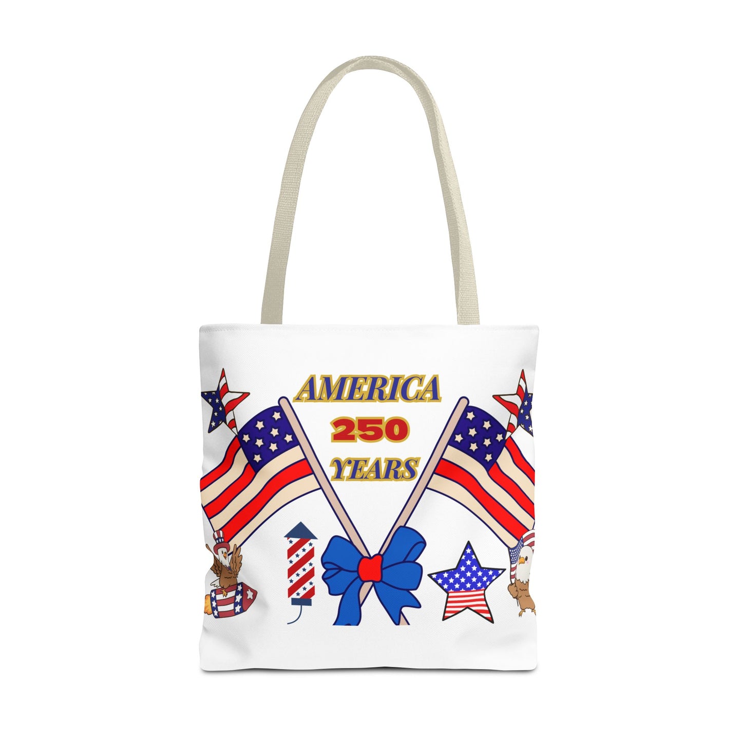 America 250 Years Flag Crossed Flags Patriotic Tote Bag | Independence Day