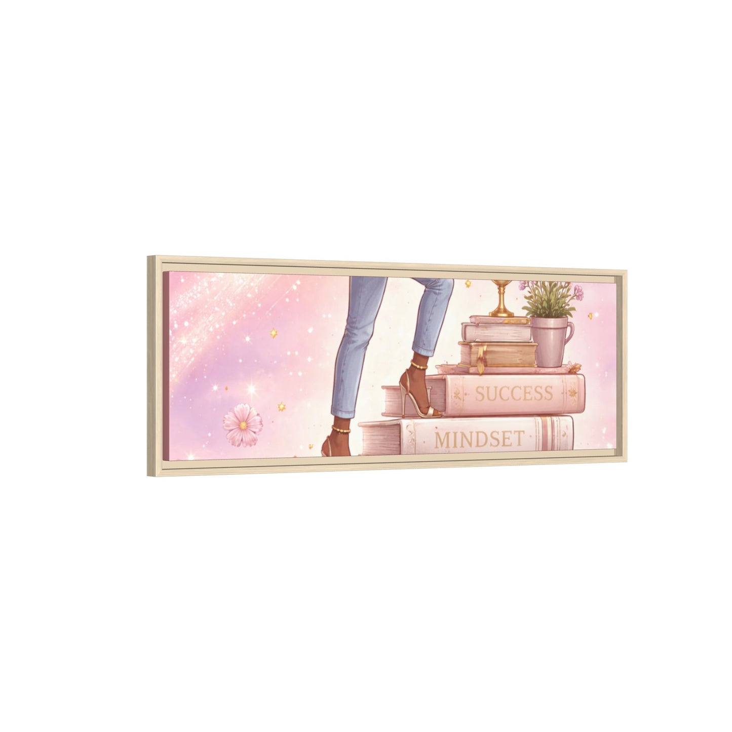 Dream Big Wall Art — Motivational Stacked Books Framed Canvas