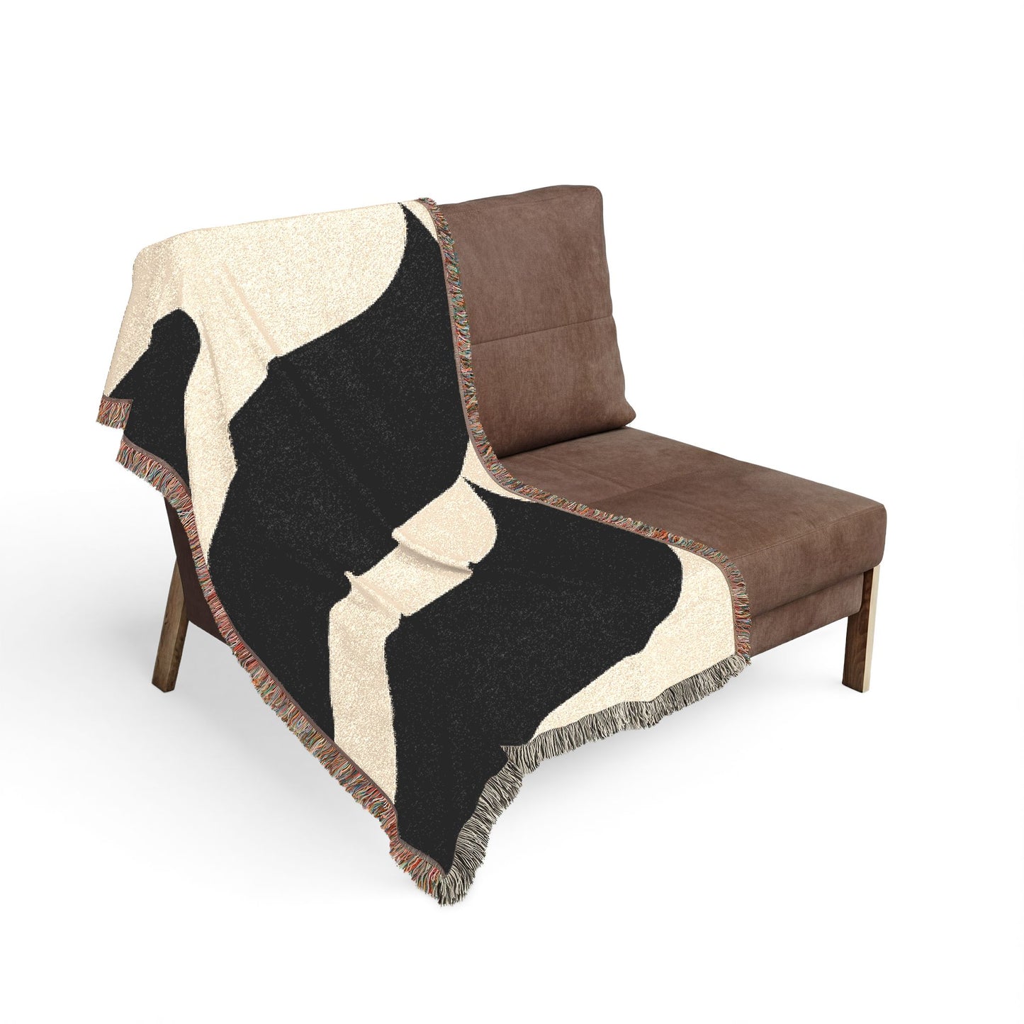 Abstract Curved Stripes Woven Blanket | Modern Geometric Throw