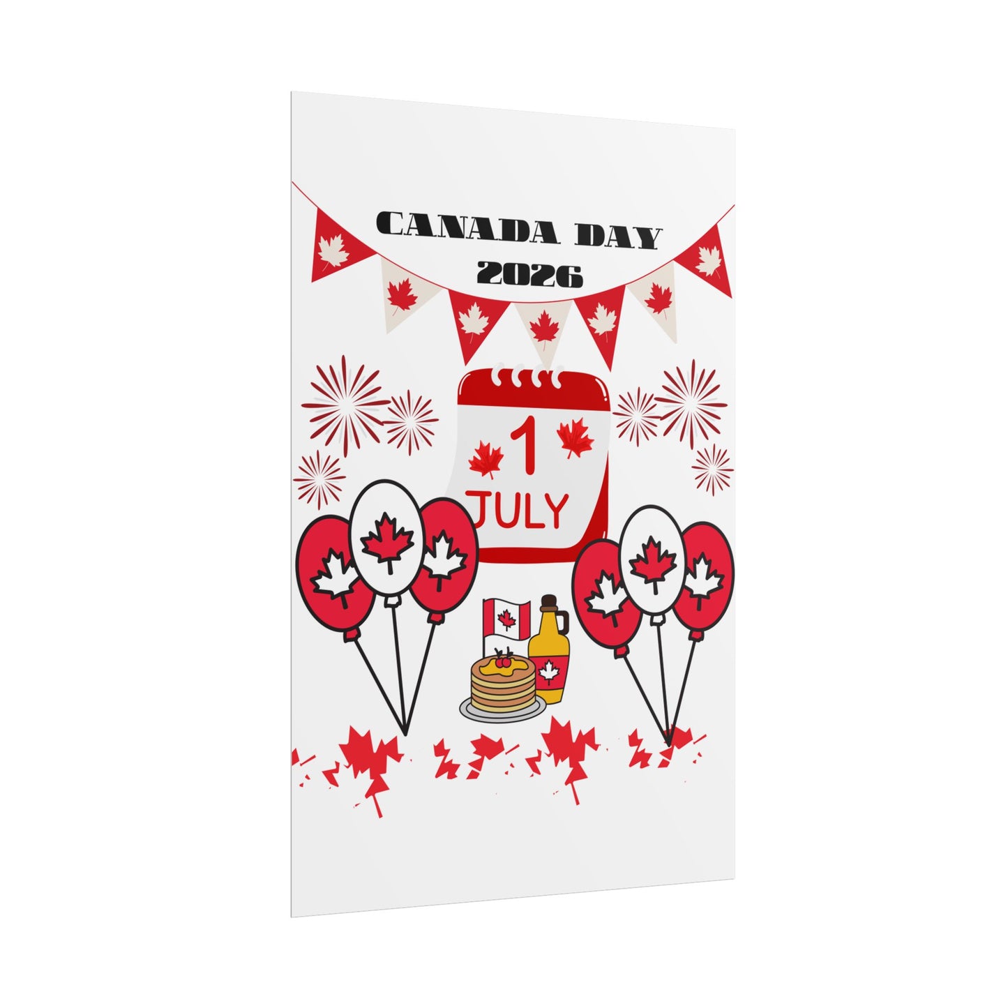 Canada Day 1 July Poster – Red Maple Leaf Celebration Print