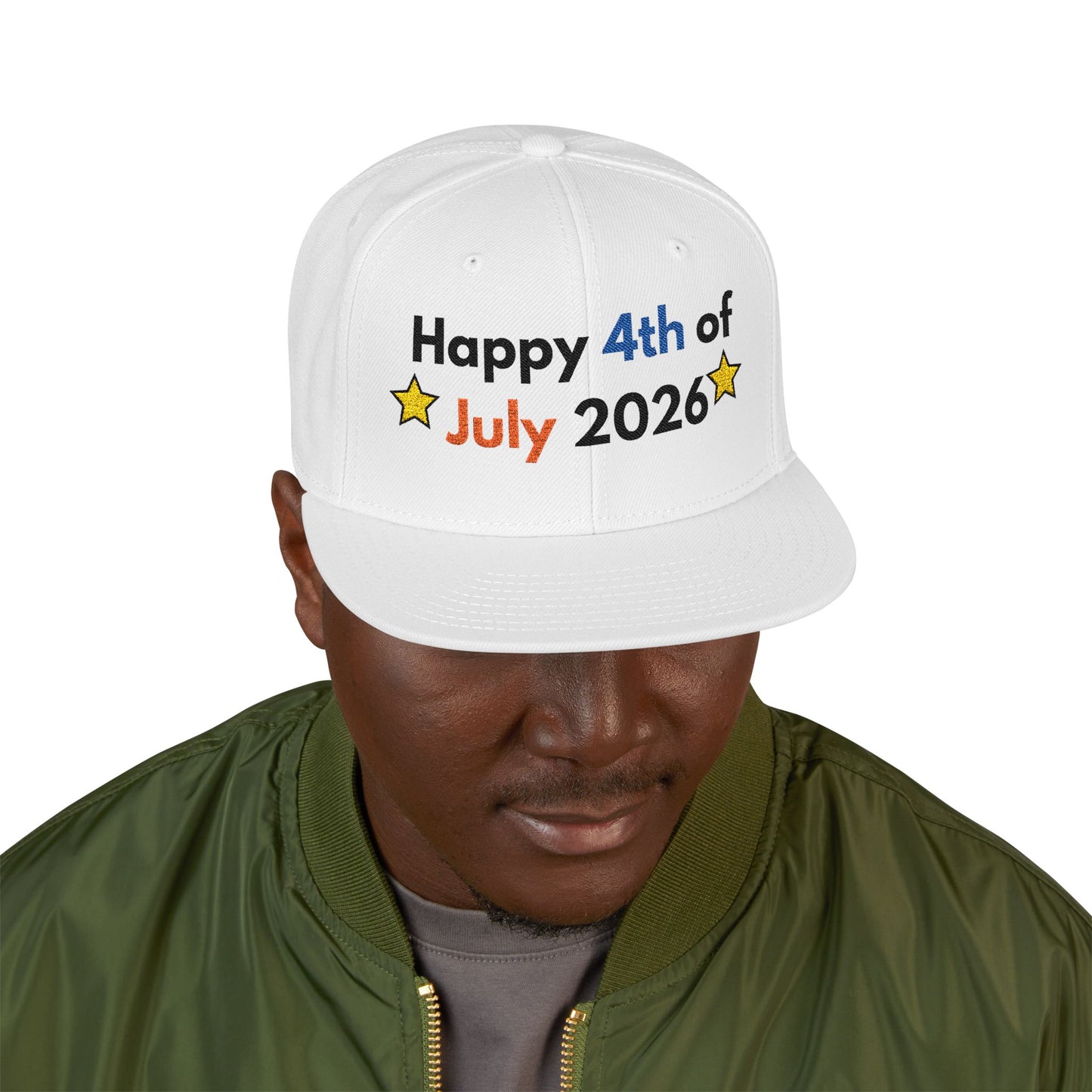 Happy 4th of July 2026 Embroidered Snapback Hat