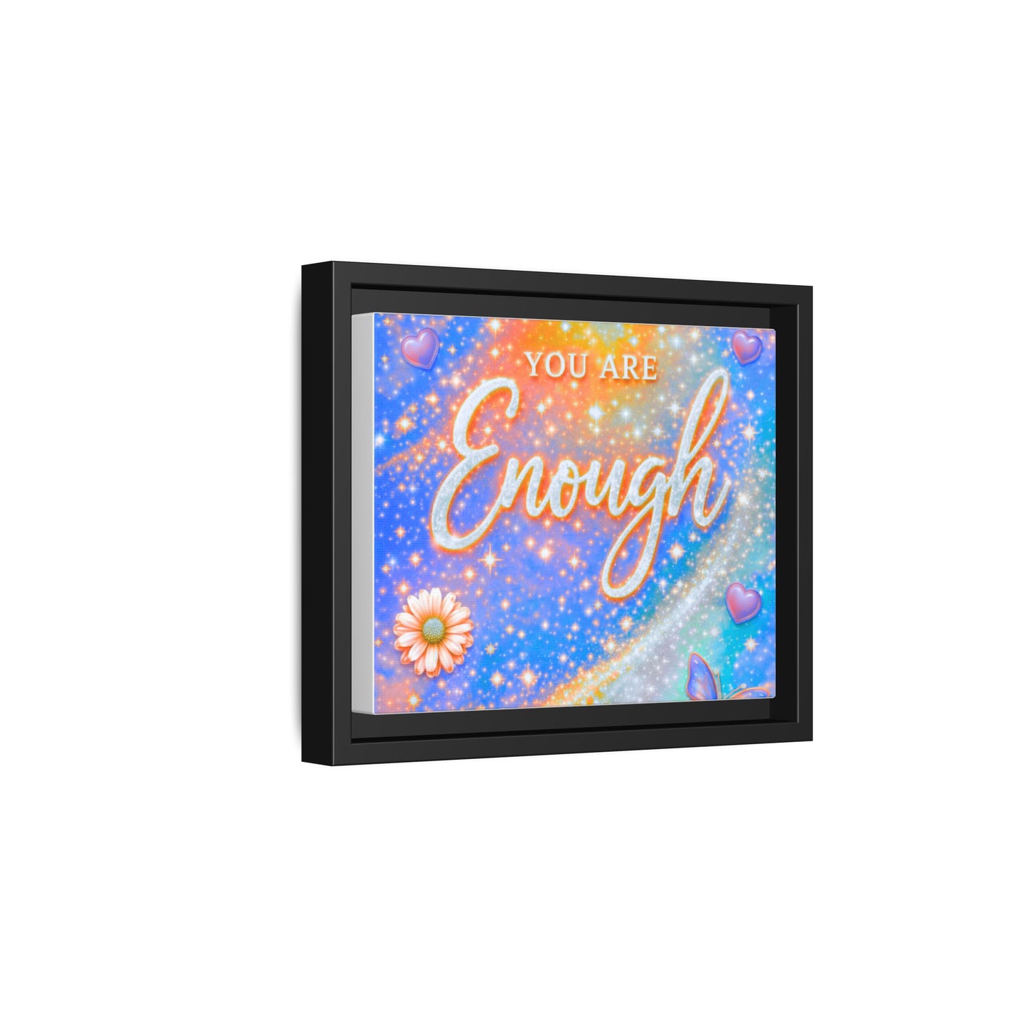 You Are Enough Framed Canvas Print — Inspirational Wall Art (Multicolor)